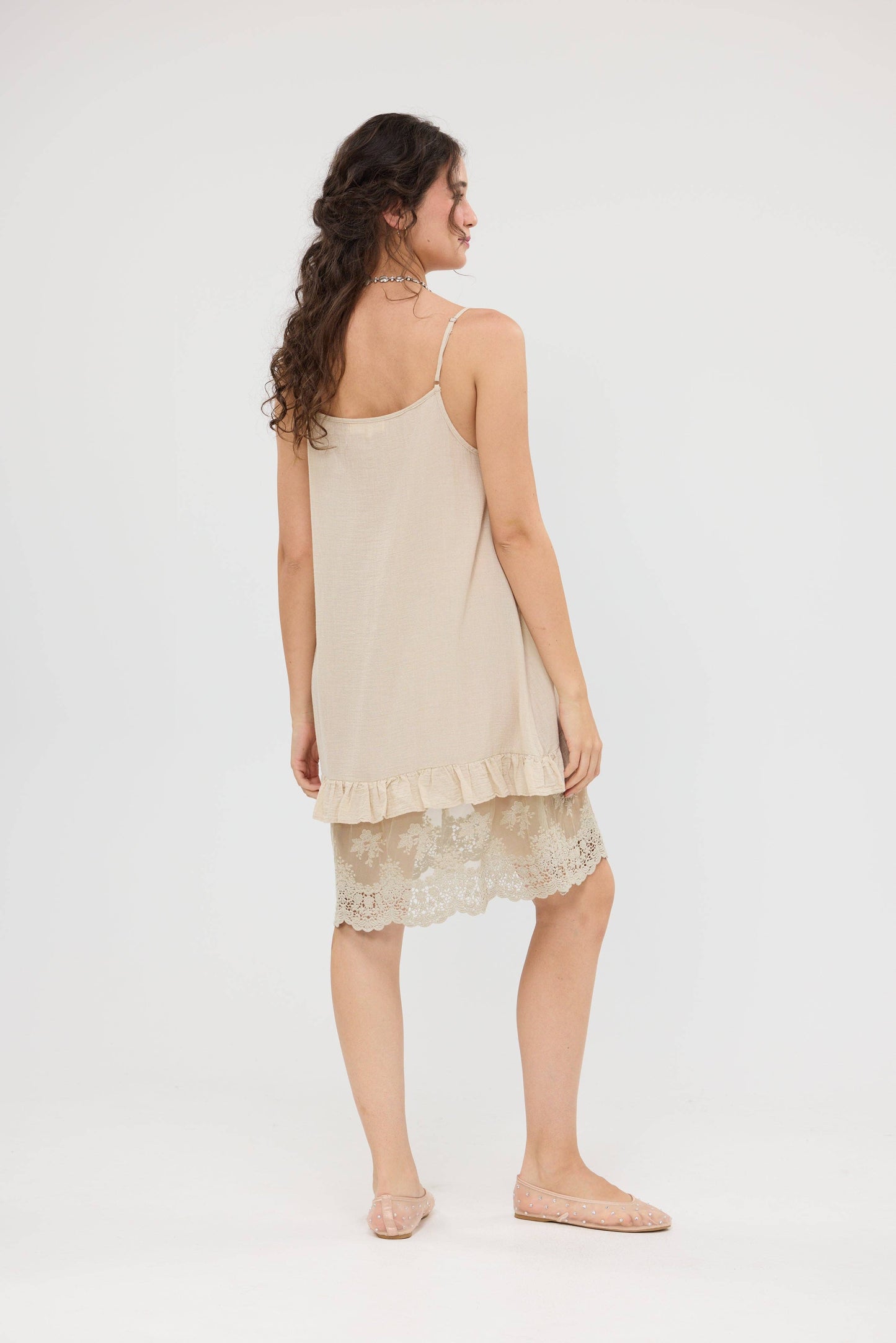 Minette short camisole slip dress . Tea-dyed