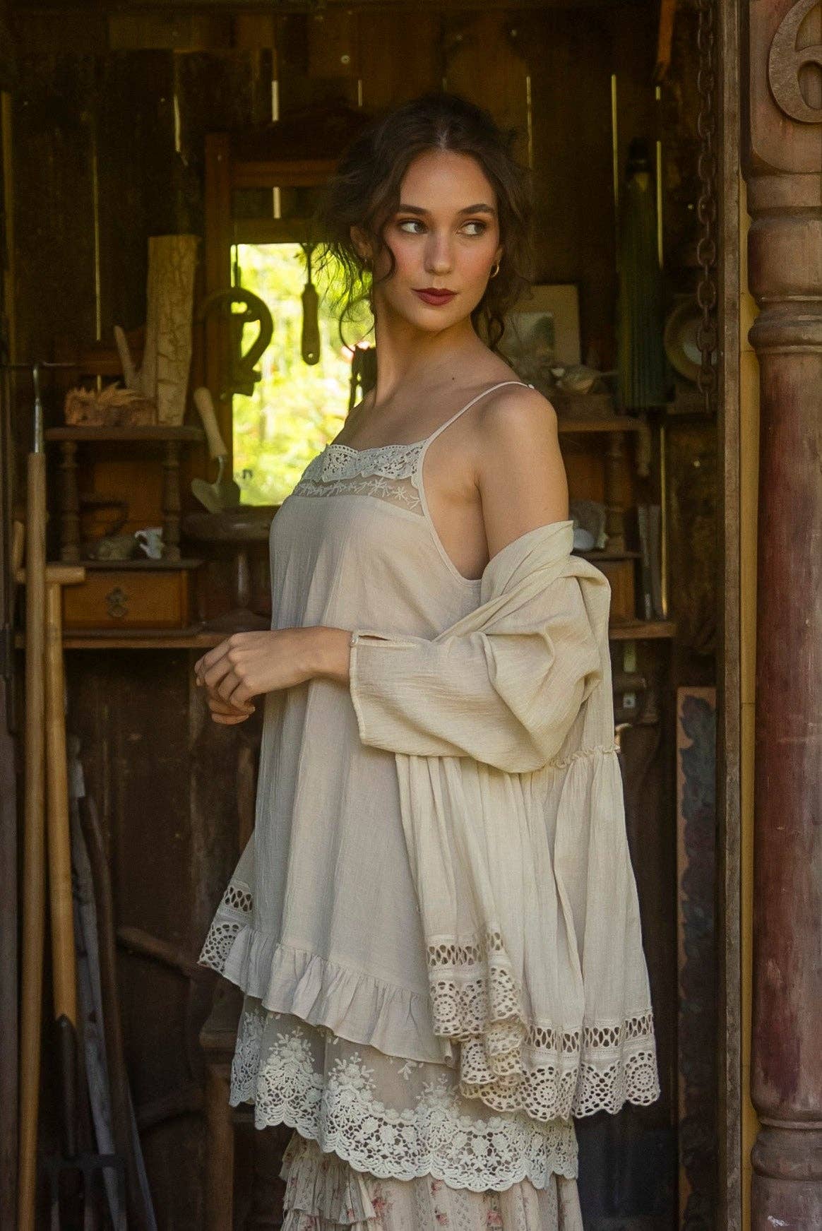Minette short camisole slip dress . Tea-dyed