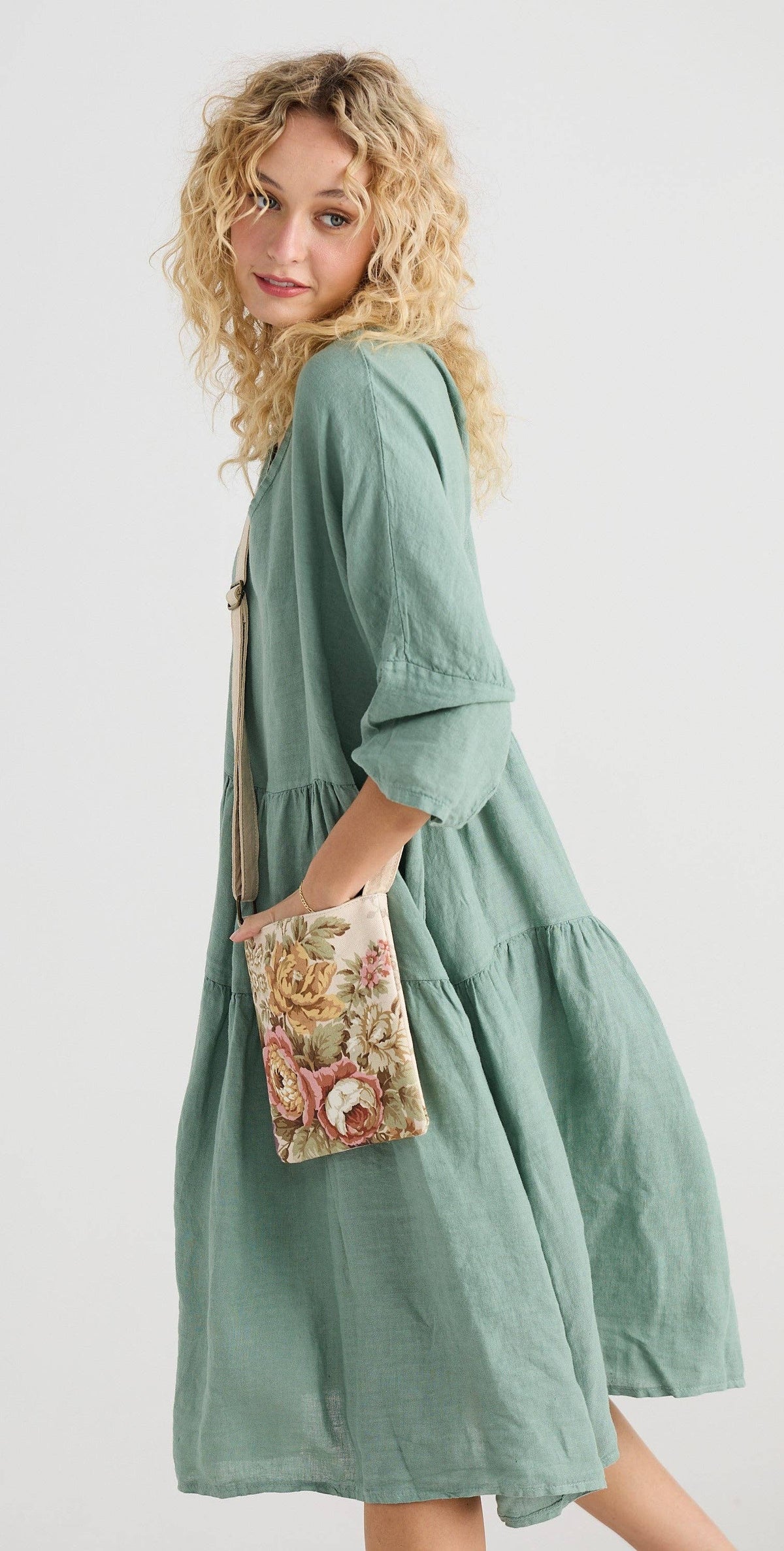 Stella Linen dress. Sea Foam.