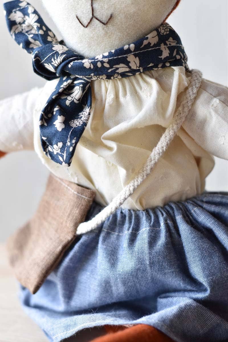 Florette Fox Doll- Chambray Skirt 