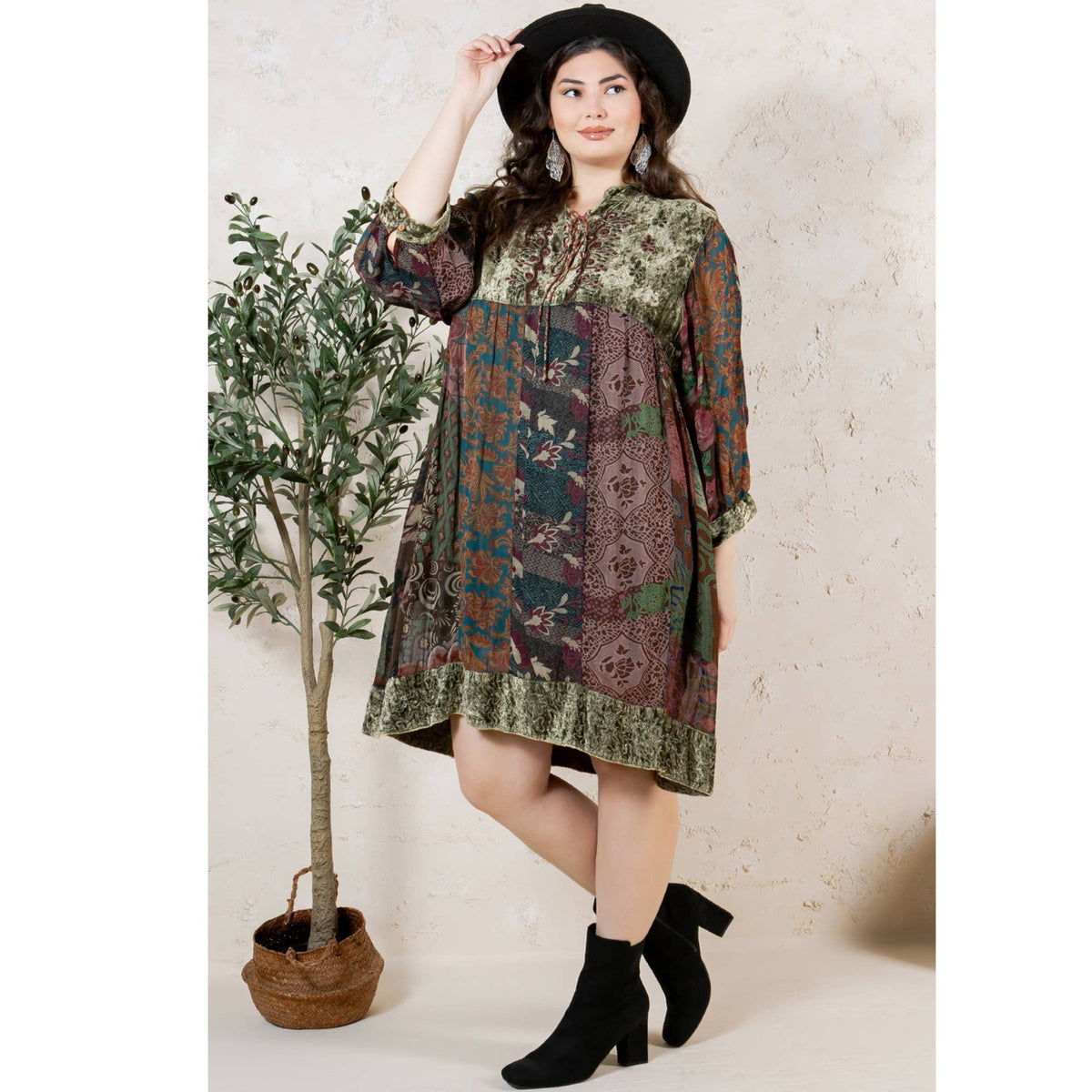 Chic Bohemian Stone-Washed Dress SIZE: XS TO 3X