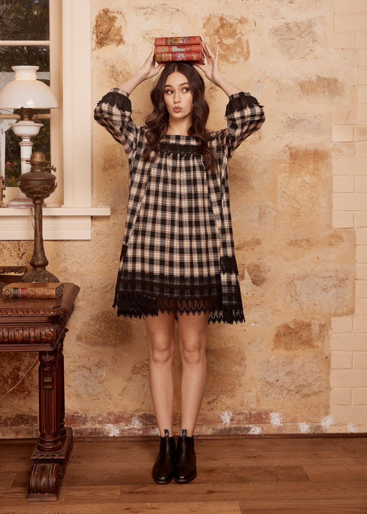 Isla Plaid dress. Black. SALE