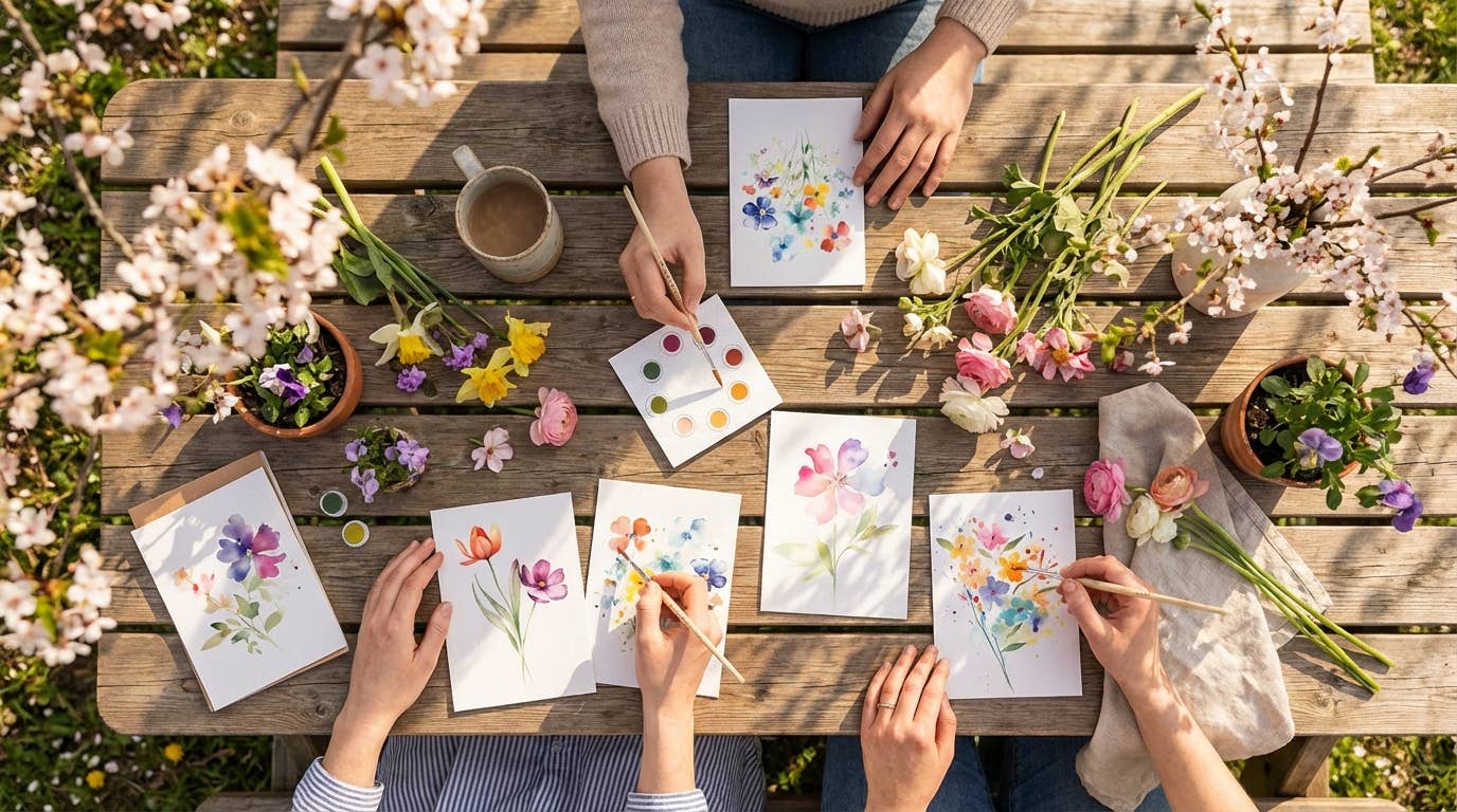 All in One Watercolor Prints/ Postcards : Spring Flowers