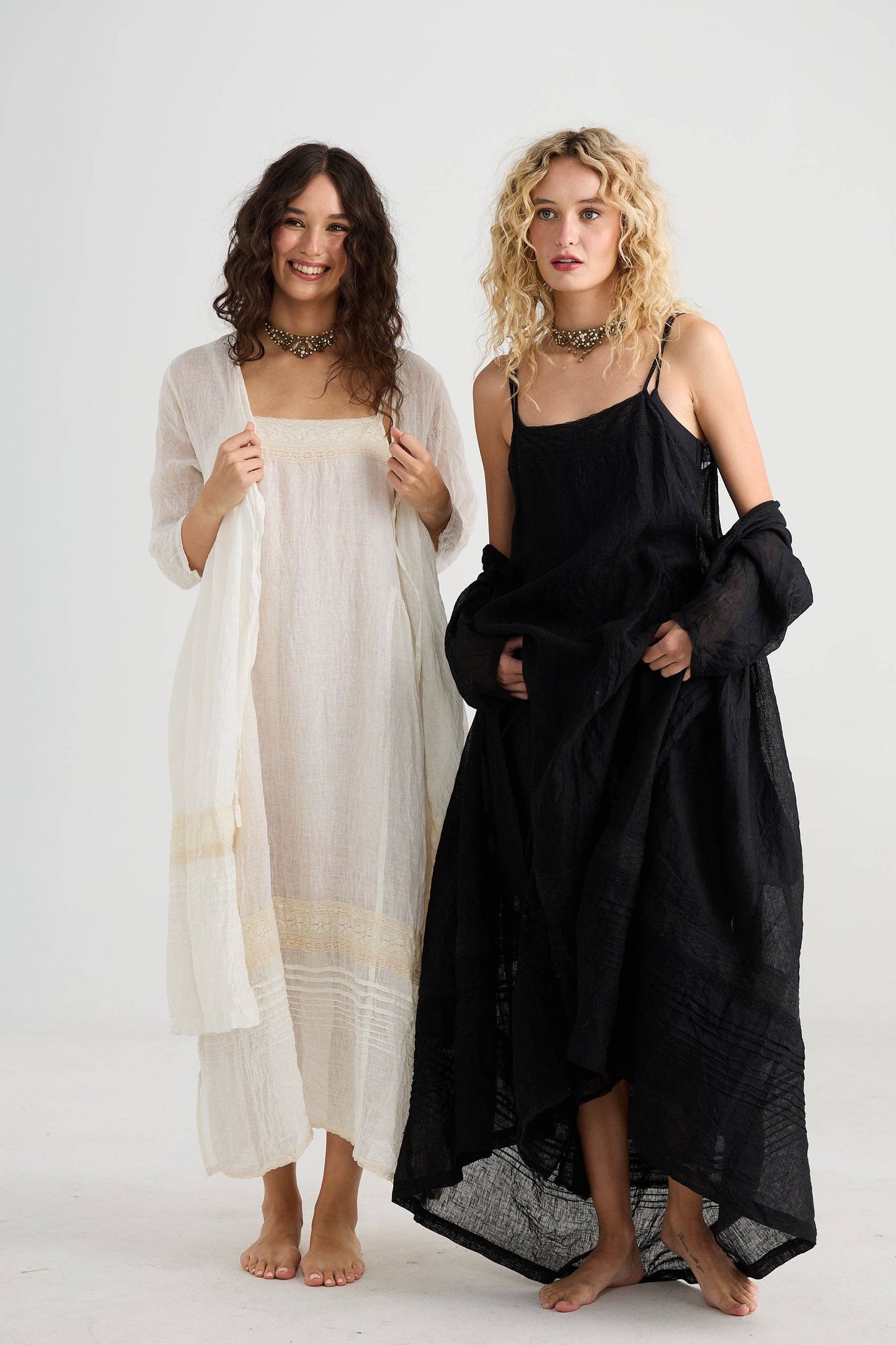 Isadore linen and lace Cami dress. Powder Pink