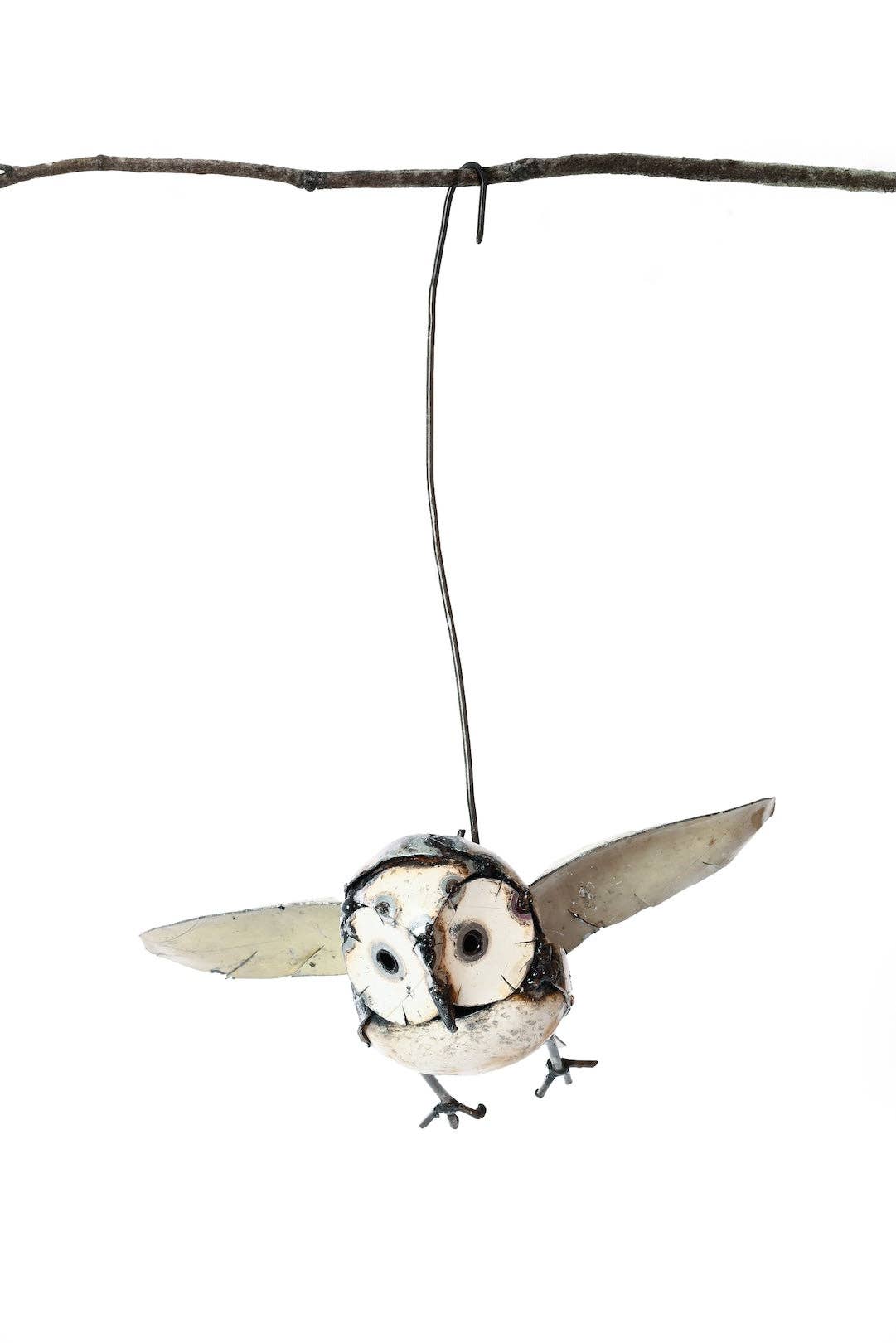Flying owl Recycled Metal Hanging Sculpture