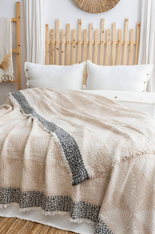 Crane Muslin Blanket King Size Beige