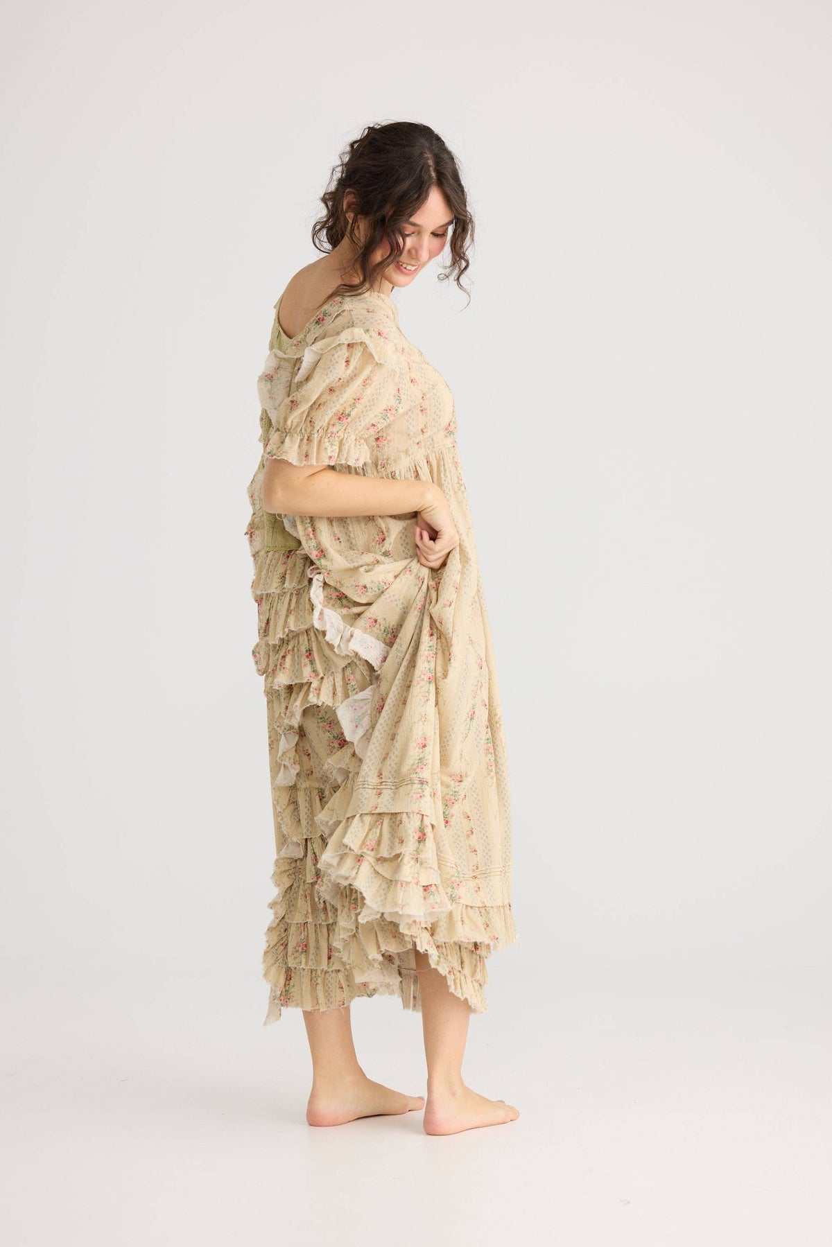 Emmeline Empire line ruffled vintage french floral dress,
