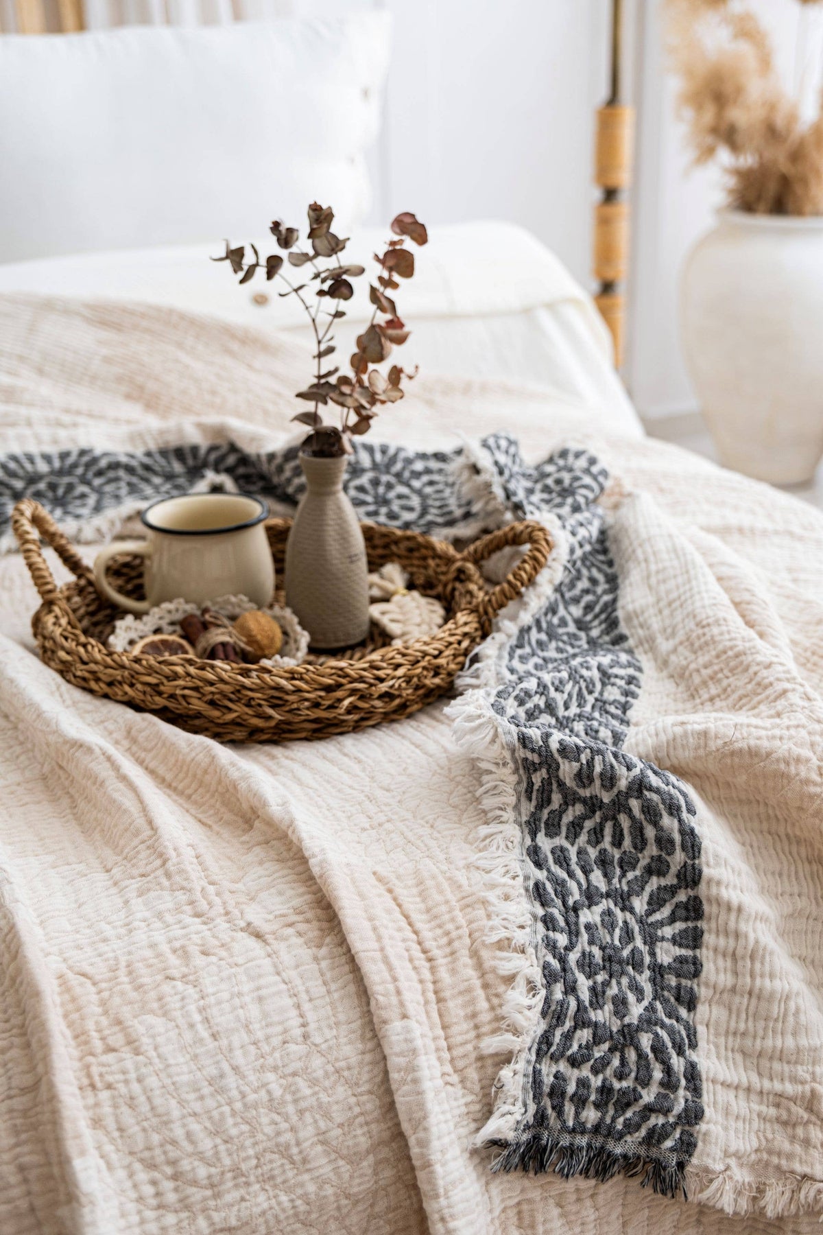 Crane Muslin Blanket King Size Beige