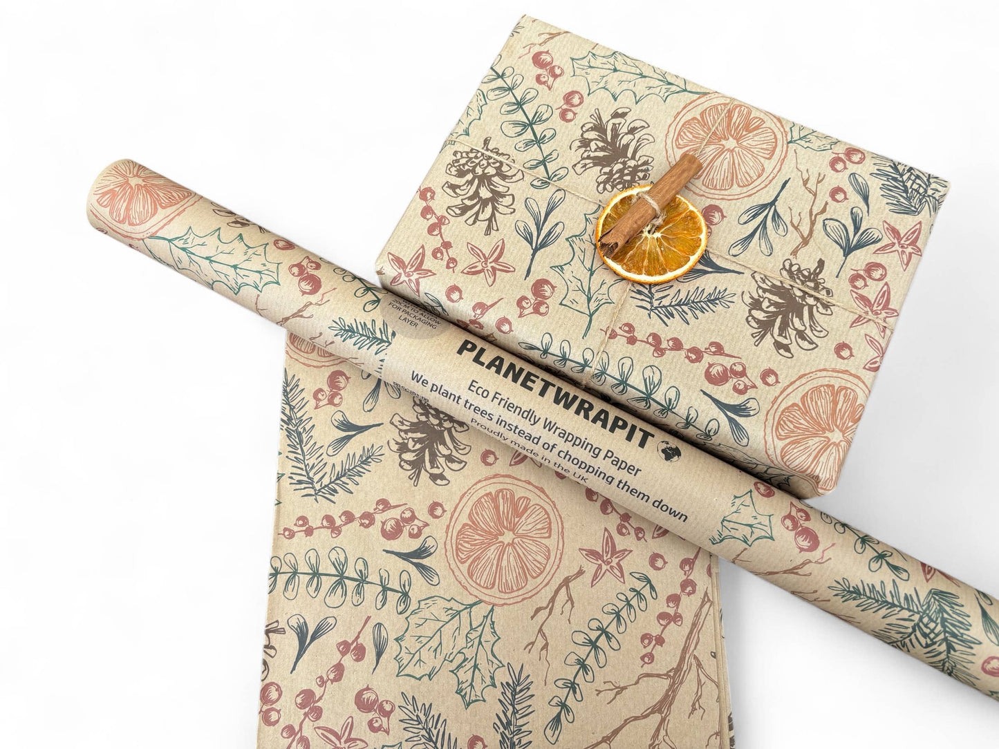 Christmas Dried Oranges Recycled Kraft Gift Wrapping Paper