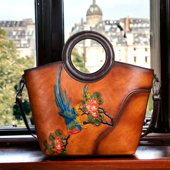 Retro Bird and Floral Tote Bag