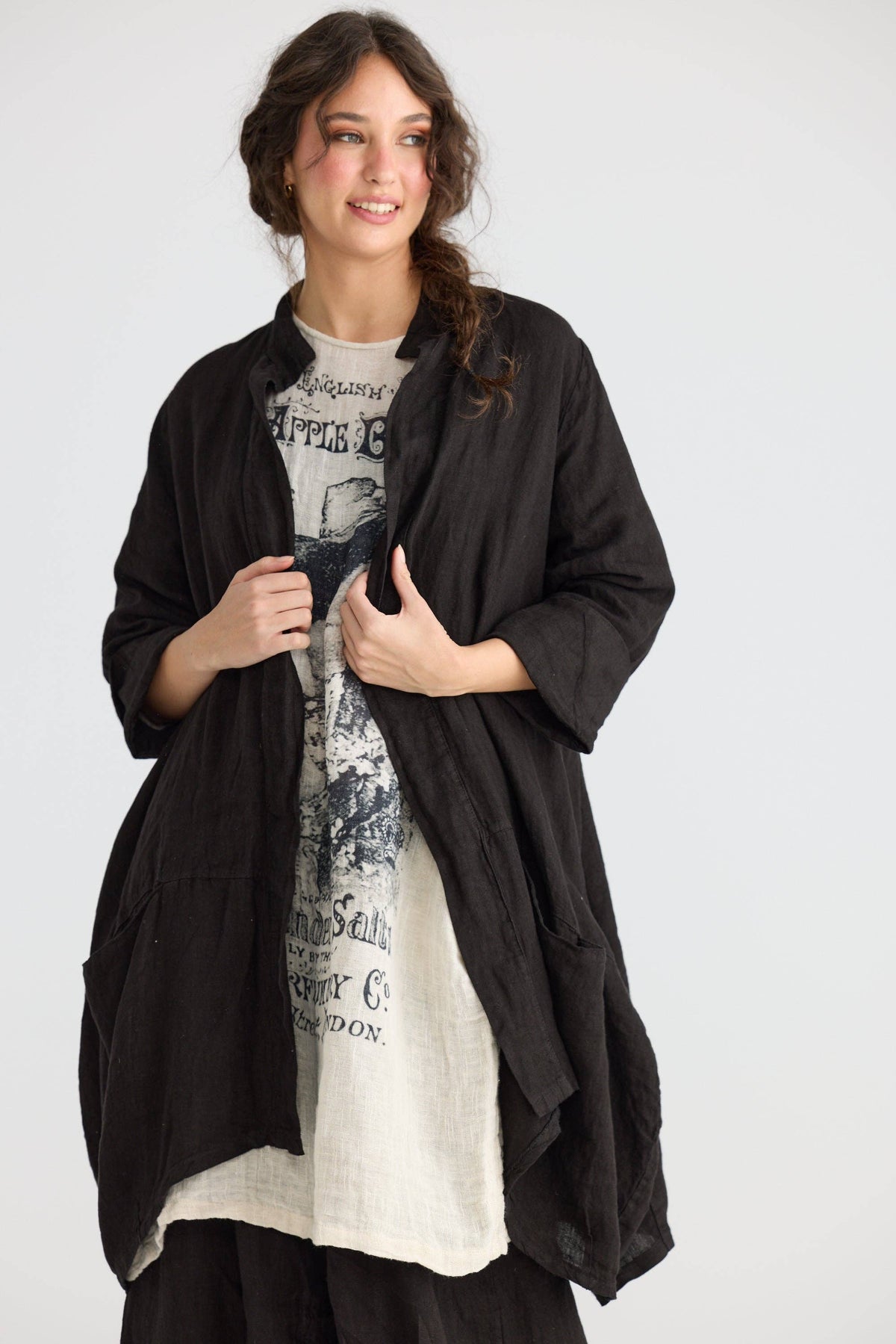 Harper Lee Linen jacket. Ebony