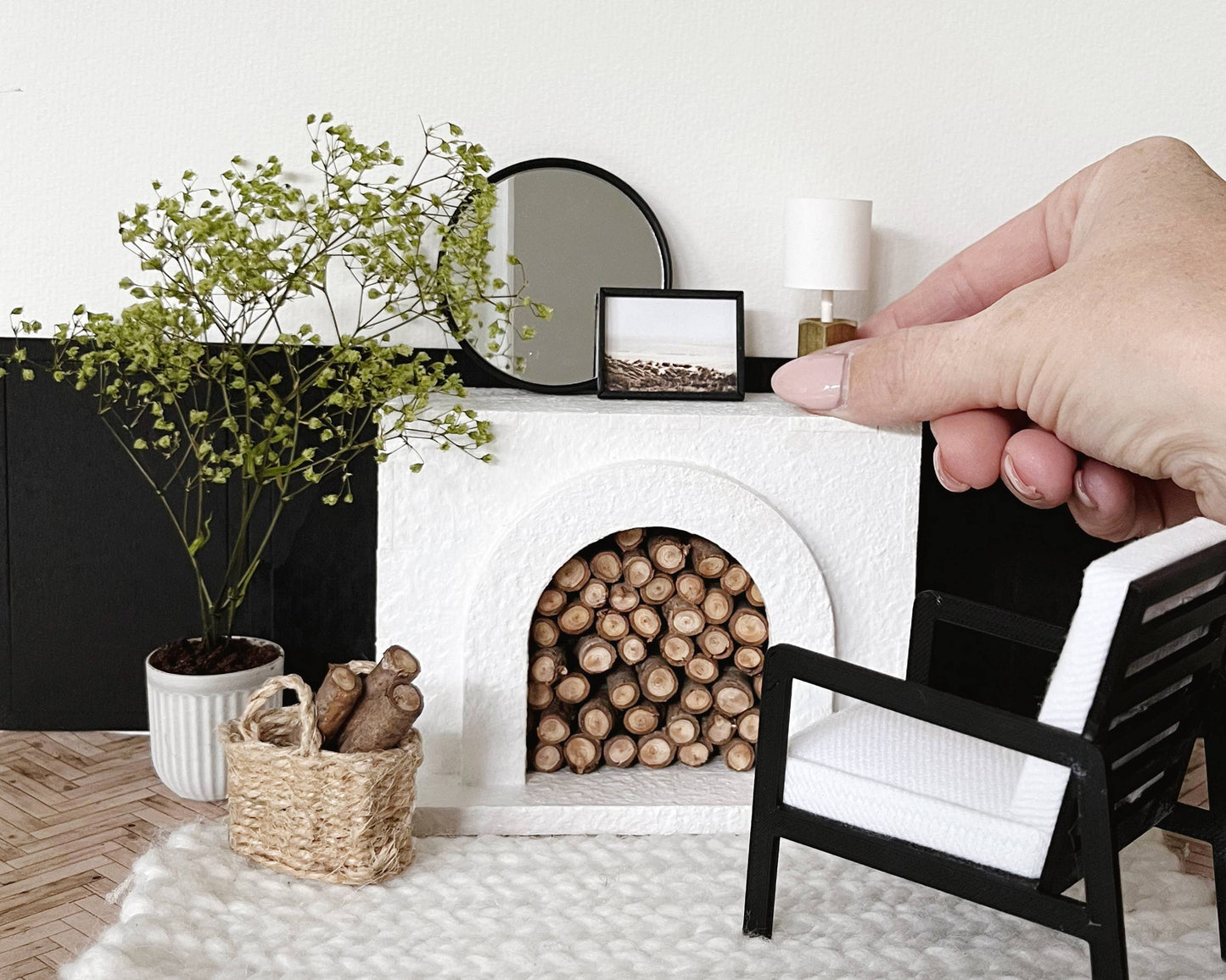 Modern Miniature Dollhouse Fireplace