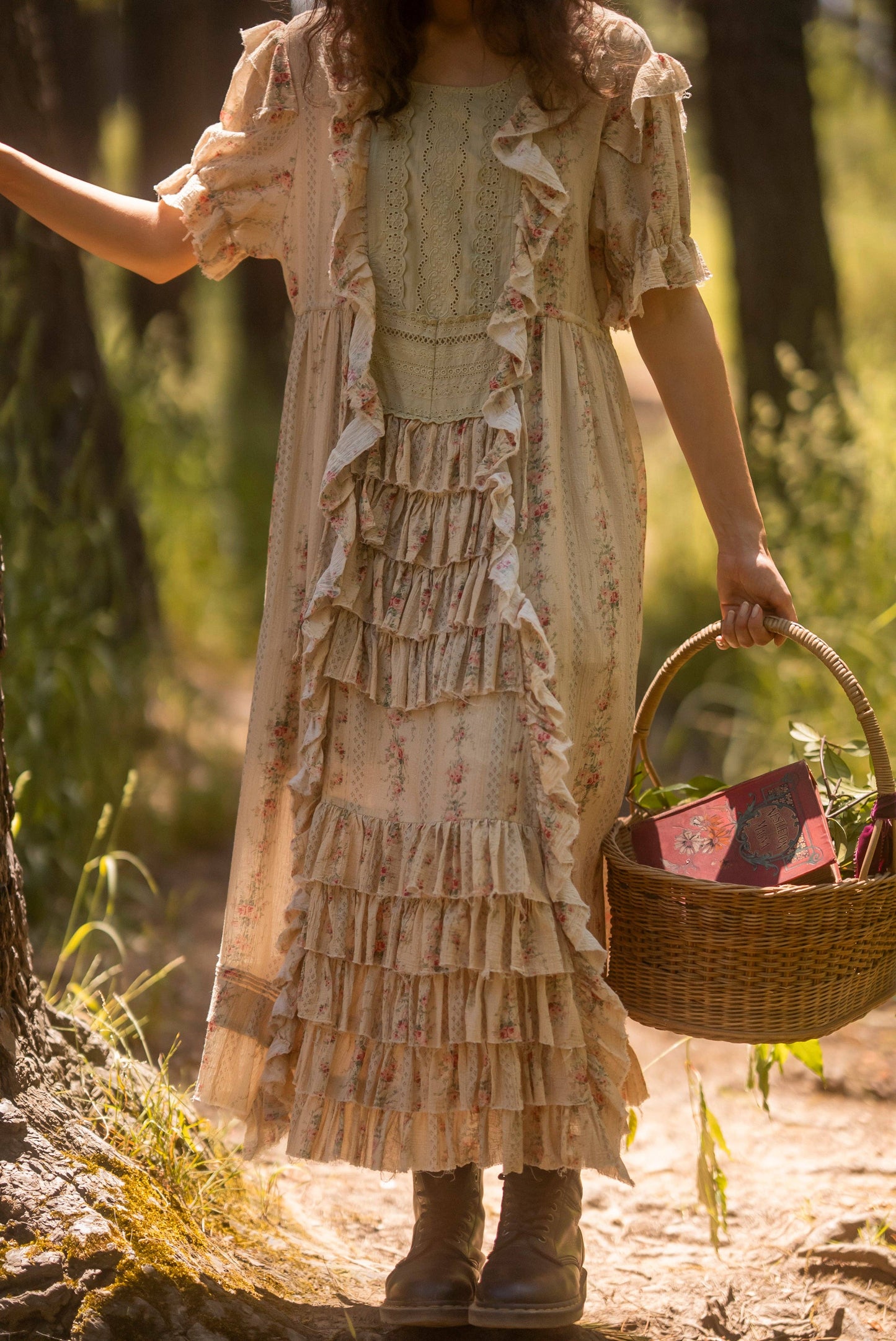 Emmeline Empire line ruffled vintage french floral dress,