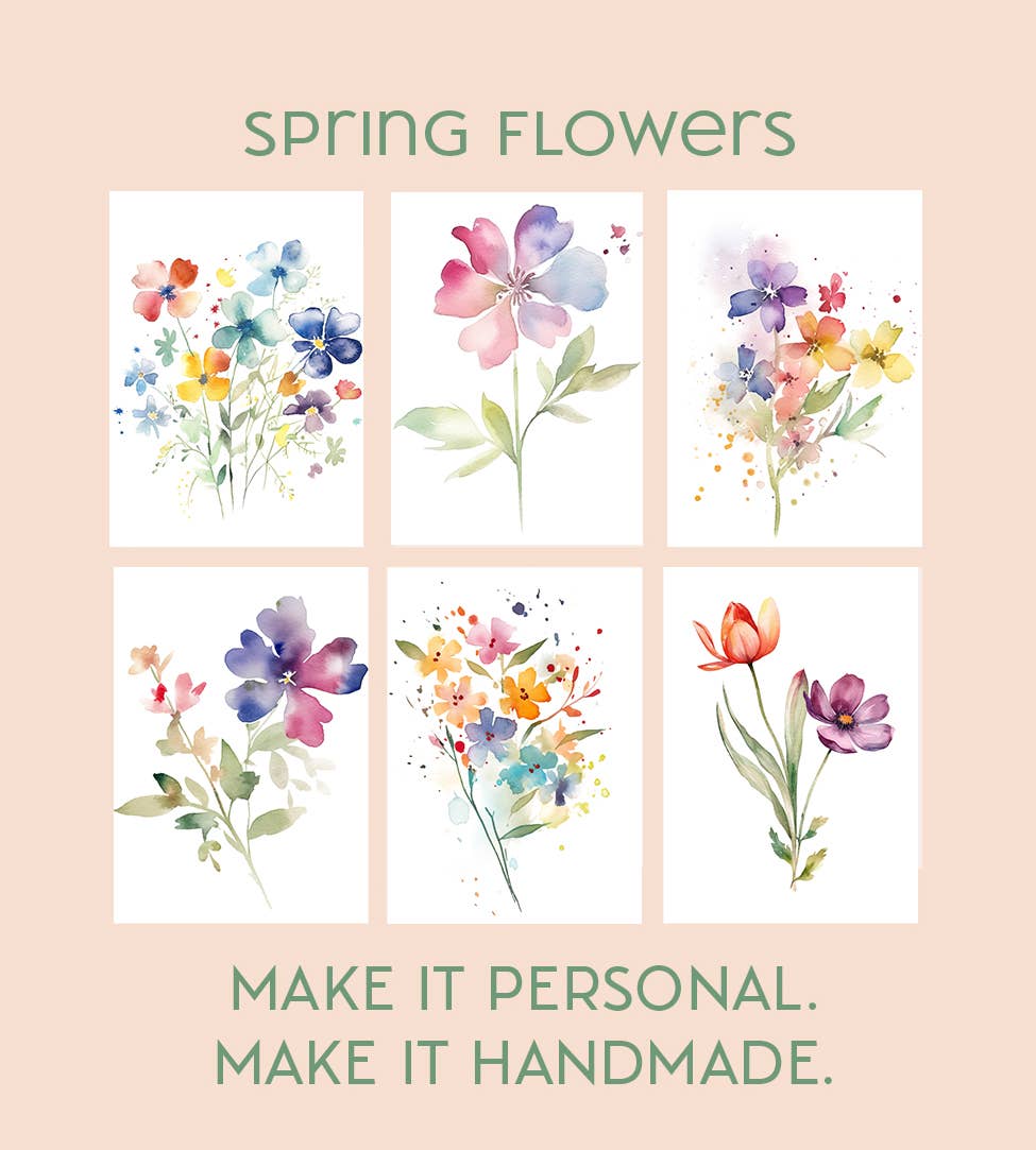 All in One Watercolor Prints/ Postcards : Spring Flowers