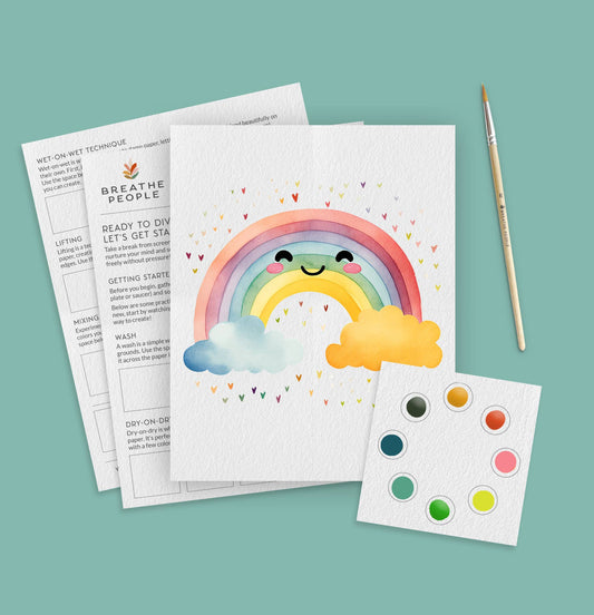 Kids' All-In-One Watercolor Paint Set - Happy Rainbow