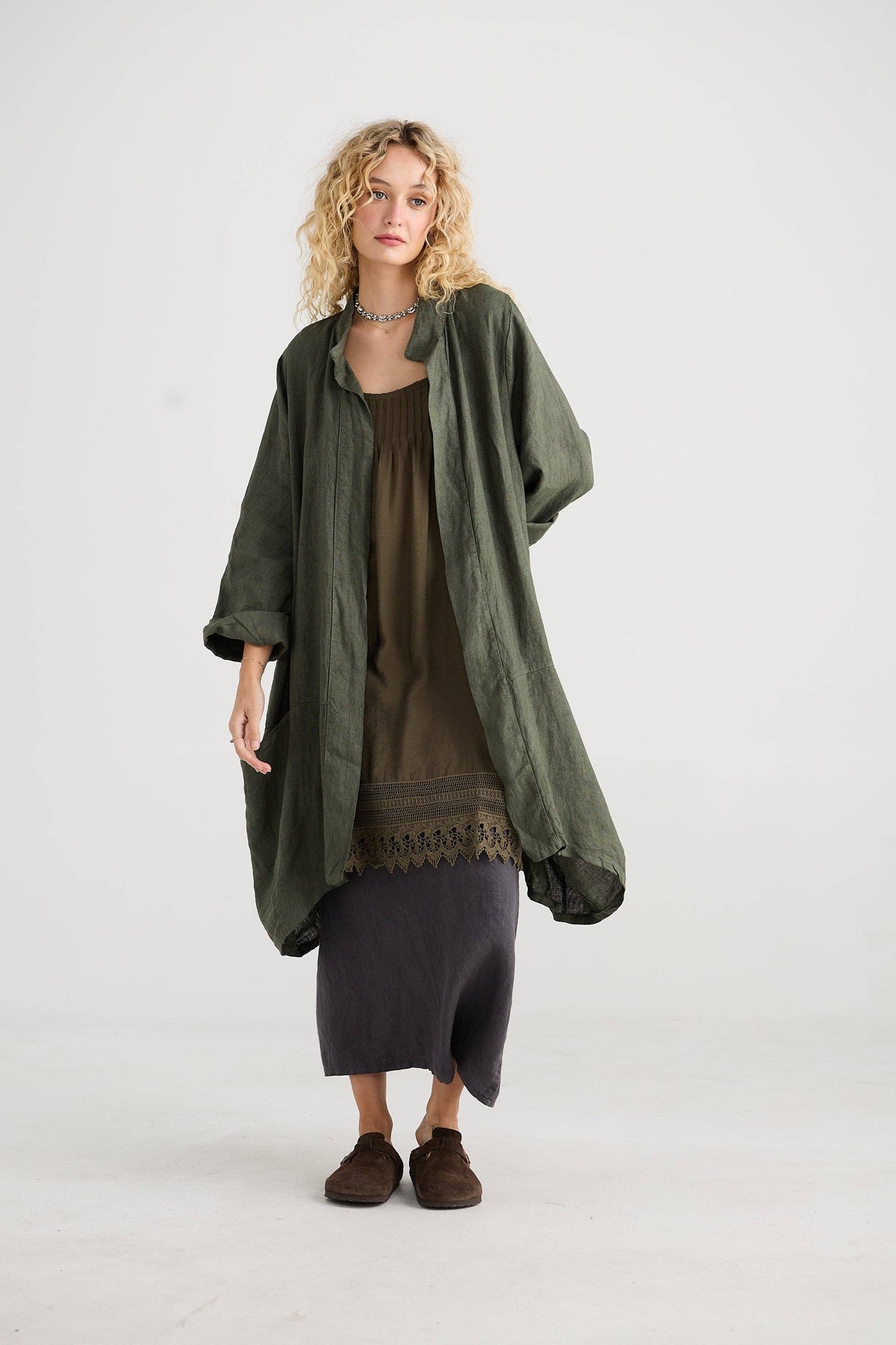 Harper Lee Linen jacket. Tobacco