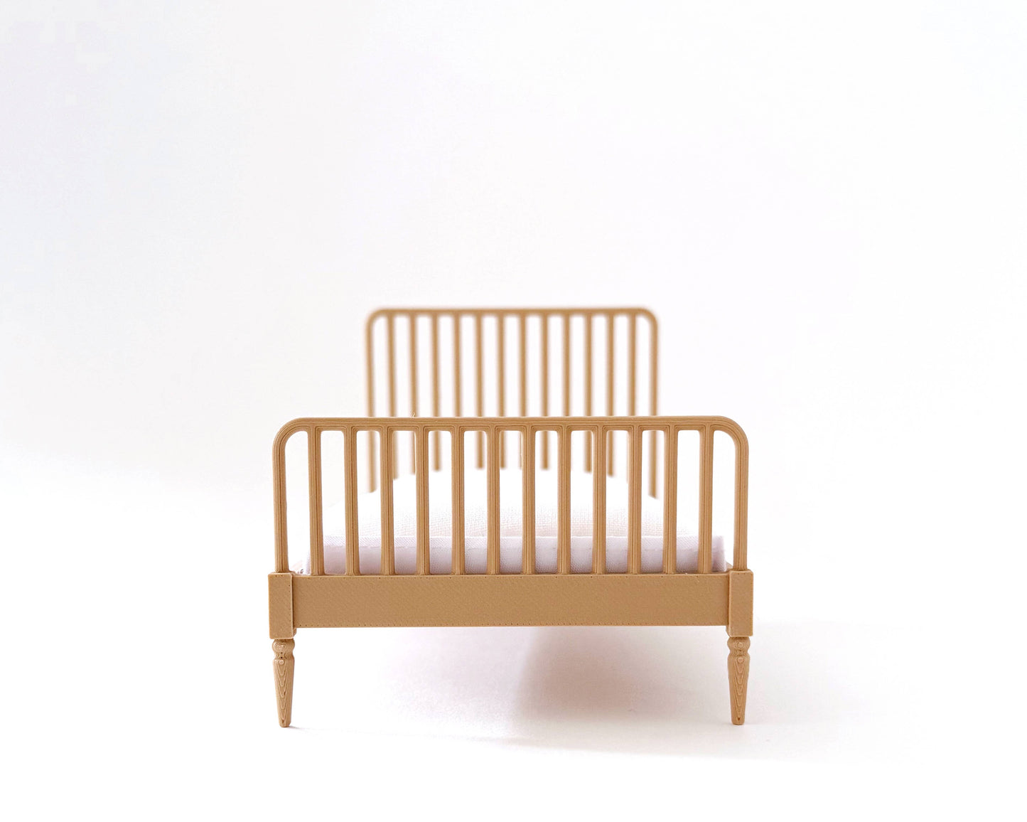 1:12 Scale Dollhouse Bed with Mattress, Twin or Queen