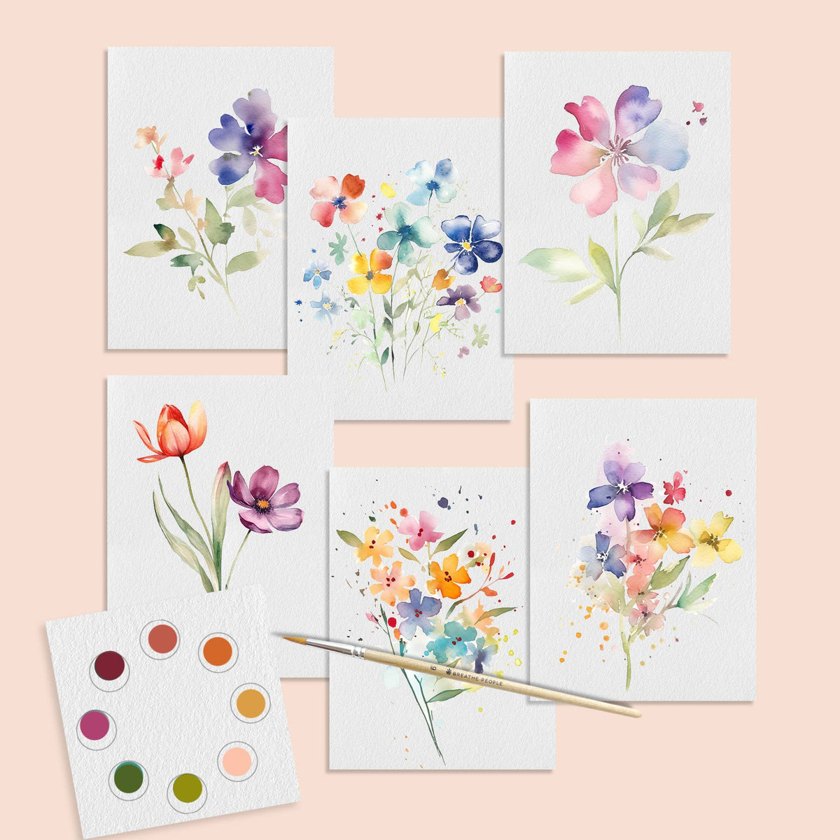 All in One Watercolor Prints/ Postcards : Spring Flowers