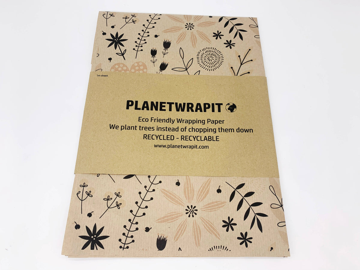 Spring Garden Recycled Eco Kraft Wrapping Paper