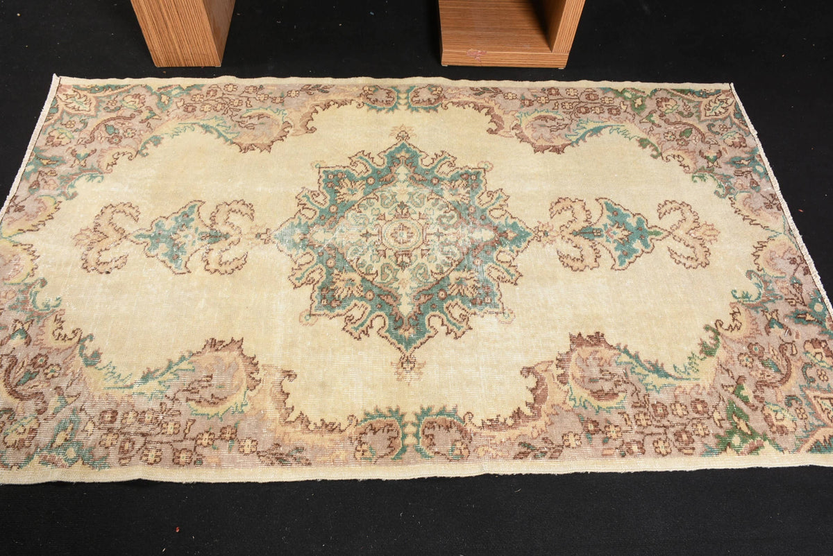 Rug, Beige & Brown Patchwork Classic 4x7.3 Ft Woven Rug