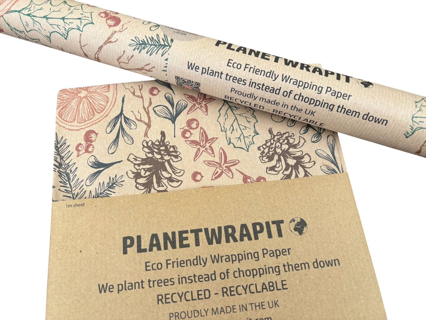 Christmas Dried Oranges Recycled Kraft Gift Wrapping Paper