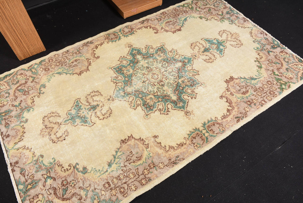 Rug, Beige & Brown Patchwork Classic 4x7.3 Ft Woven Rug