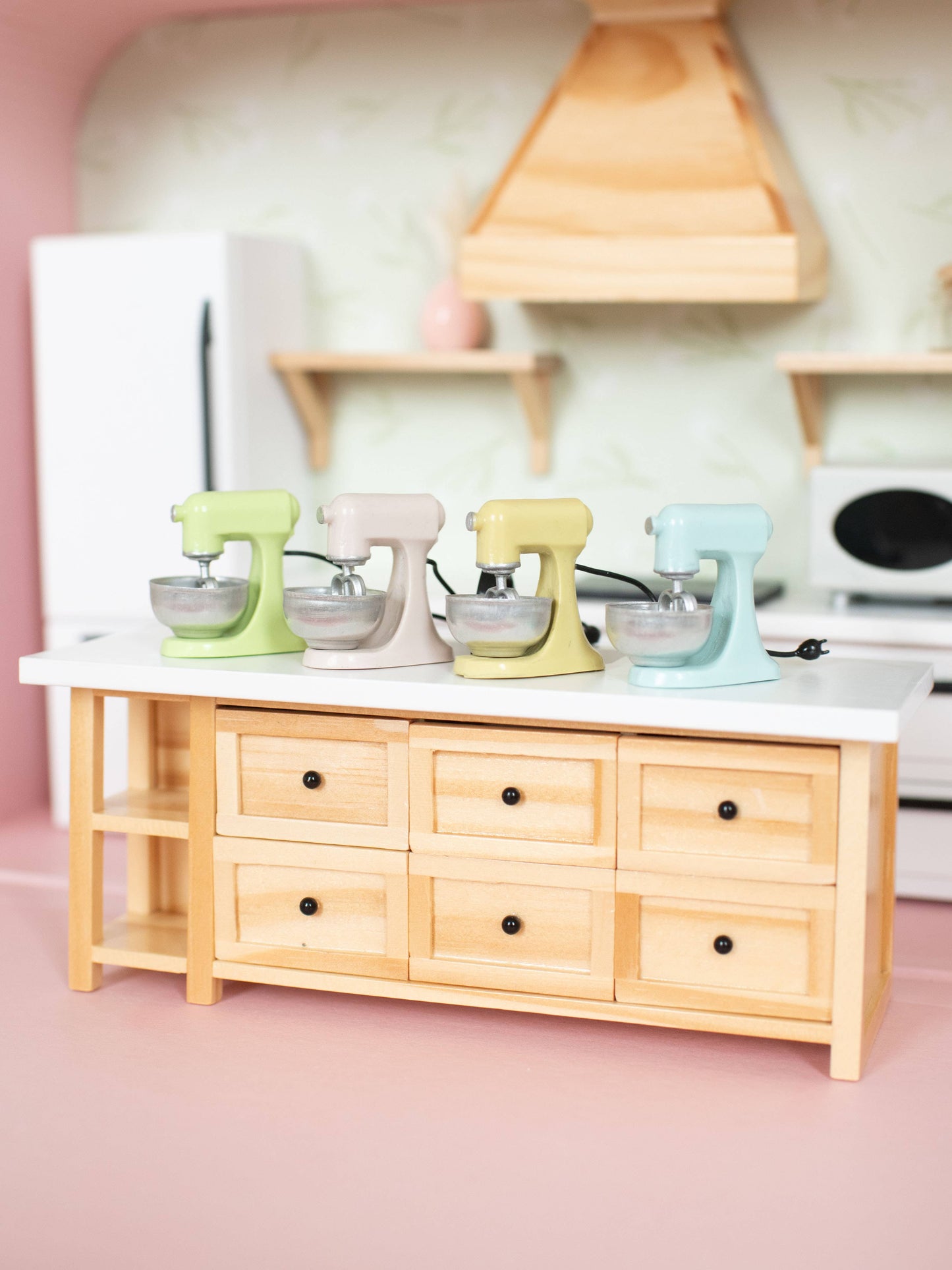 Dollhouse Kitchen Stand Mixer | Pink Yellow Blue Green