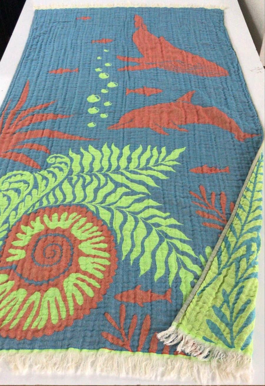 Dolphin and Whale Turkish Towel, Beach Towel