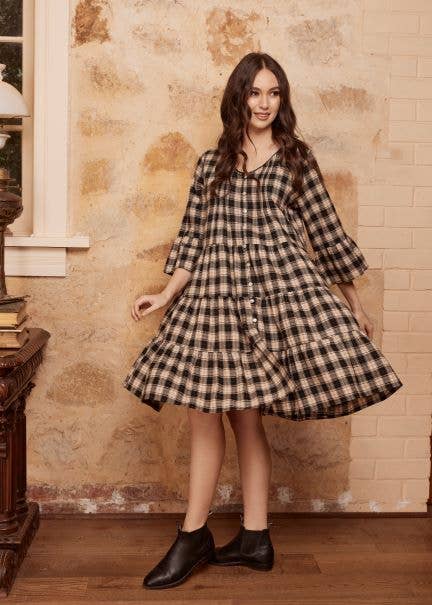 MacKenzie Tartan dress. Black.