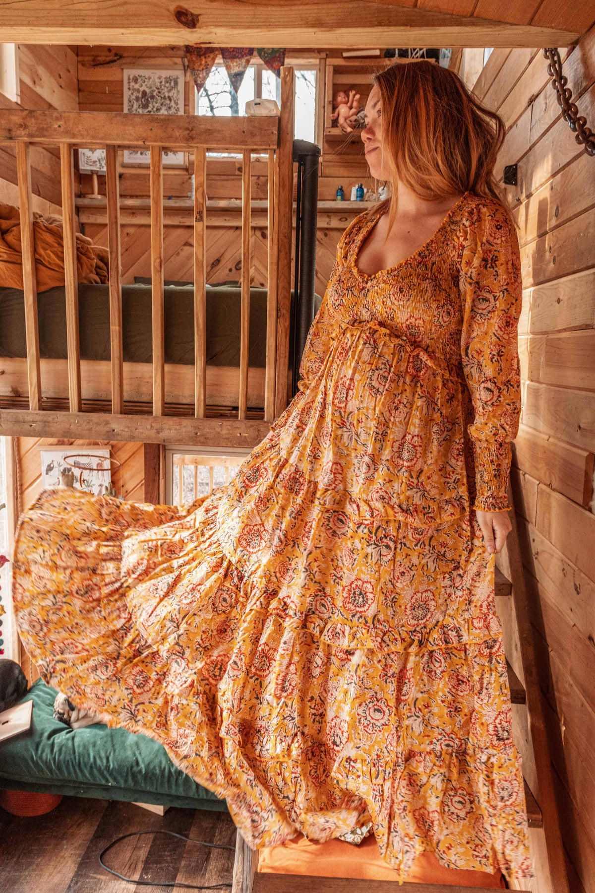 ORGANIC Cotton Block Printed Maxi Dress, Floral EMILIA Dress