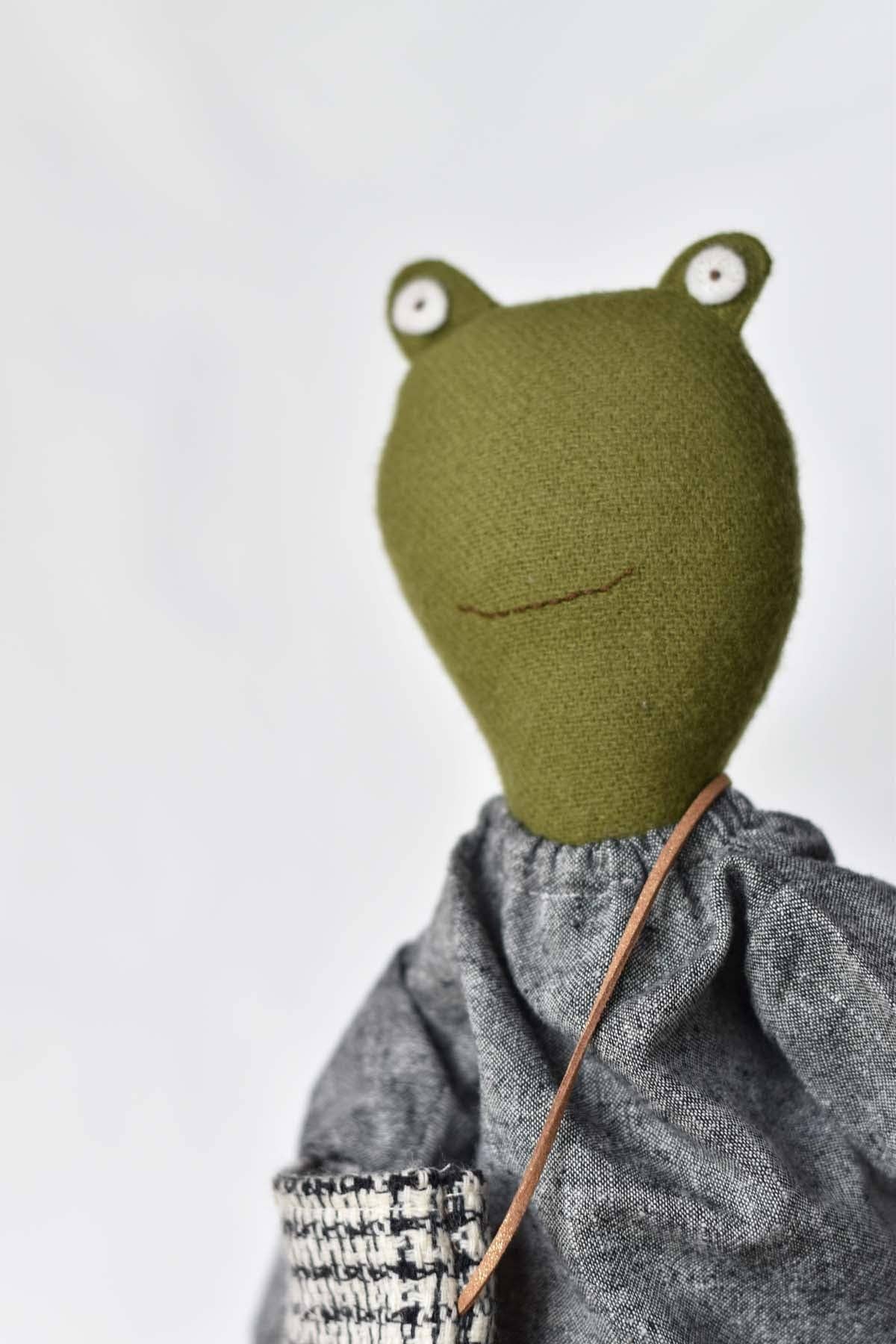 Fern the Frog doll-  Charcoal Chambray Day Dress