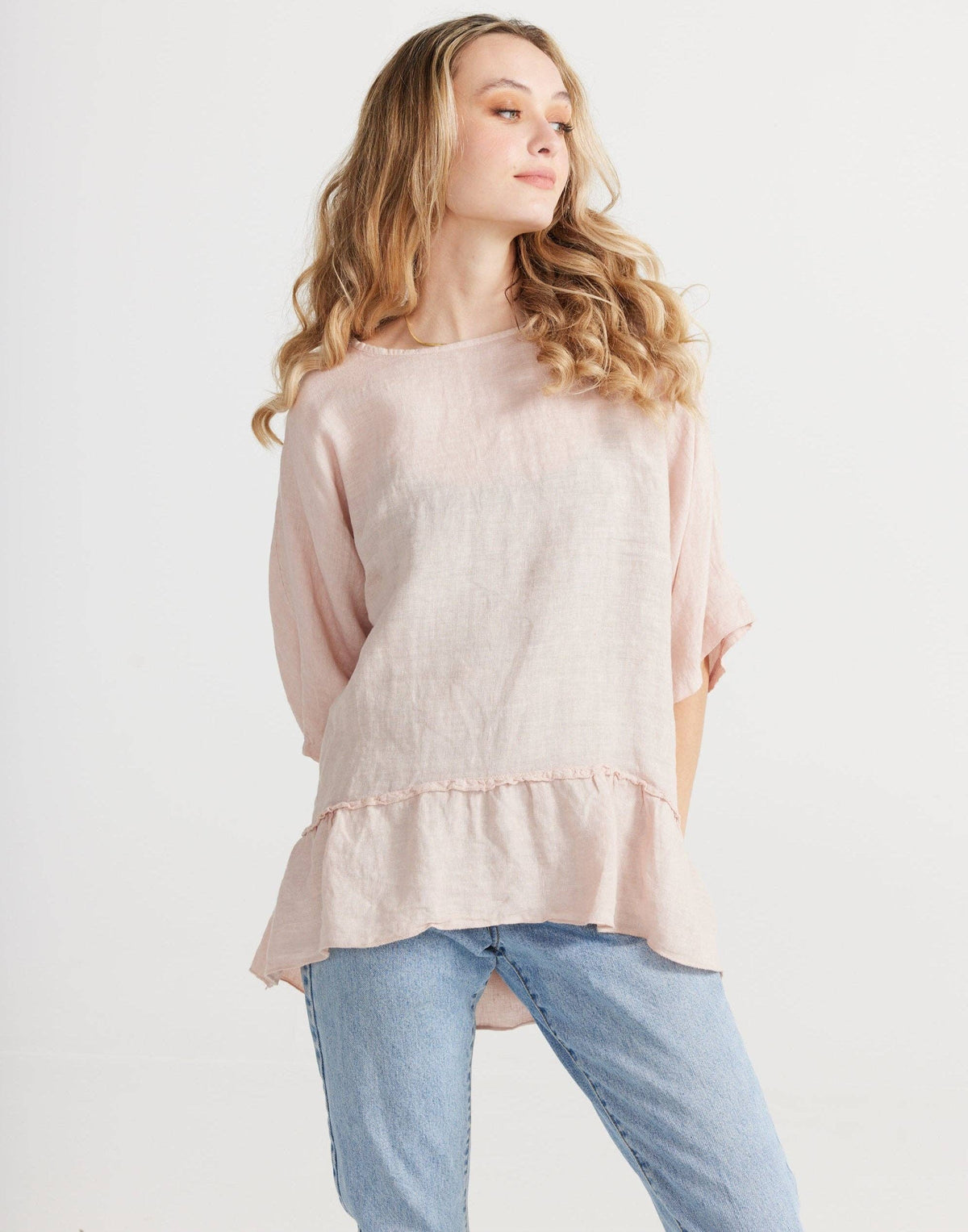 Priscilla linen top. Blush. DISCONTINUED  Item  . Now on SALE