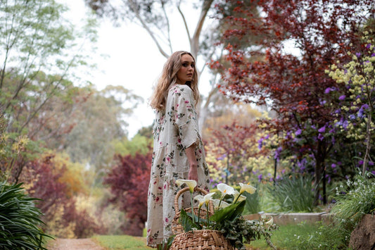Stella floral dress. Cream Rose