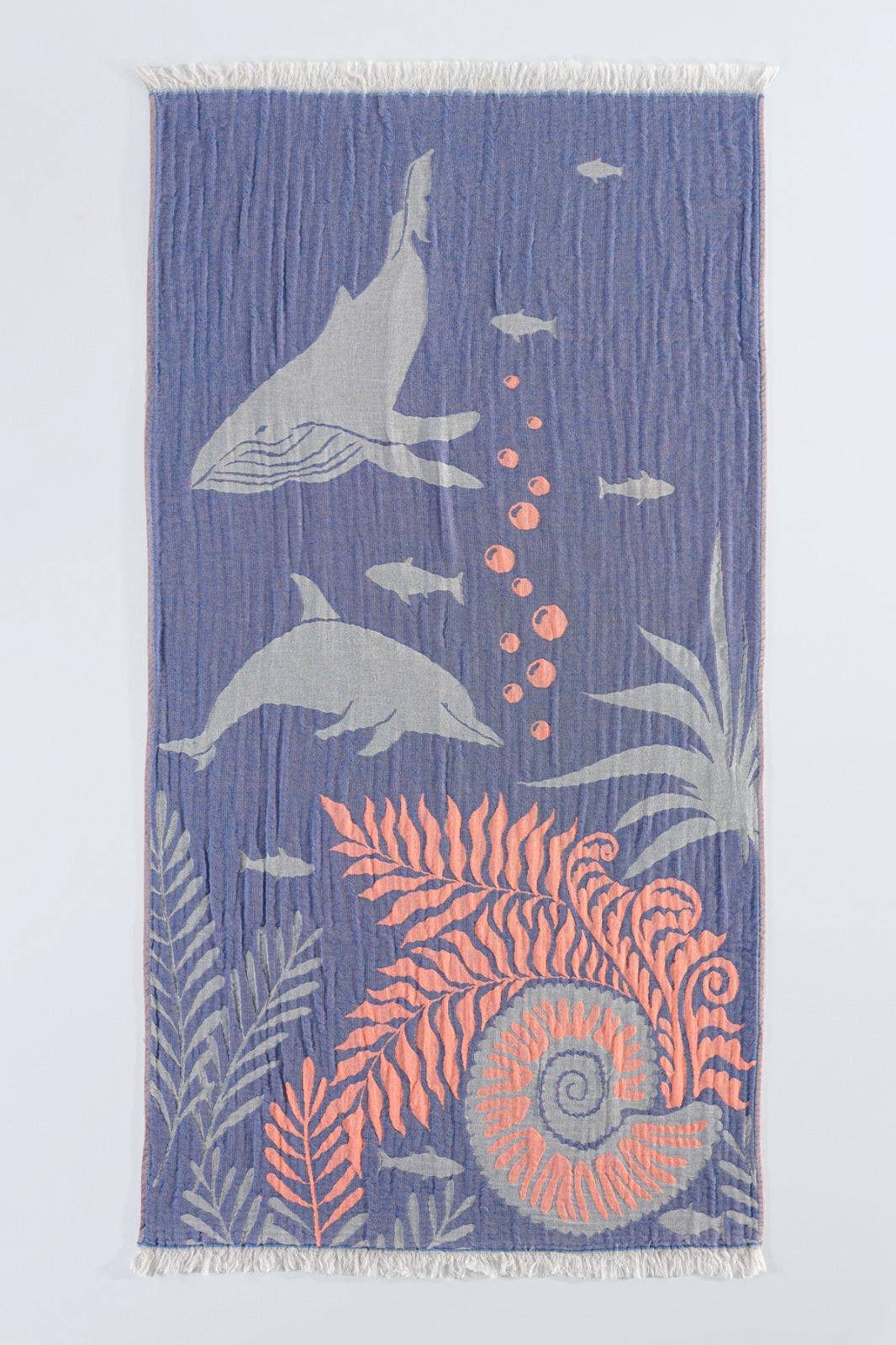 Dolphin and Whale Turkish Towel, Beach Towel