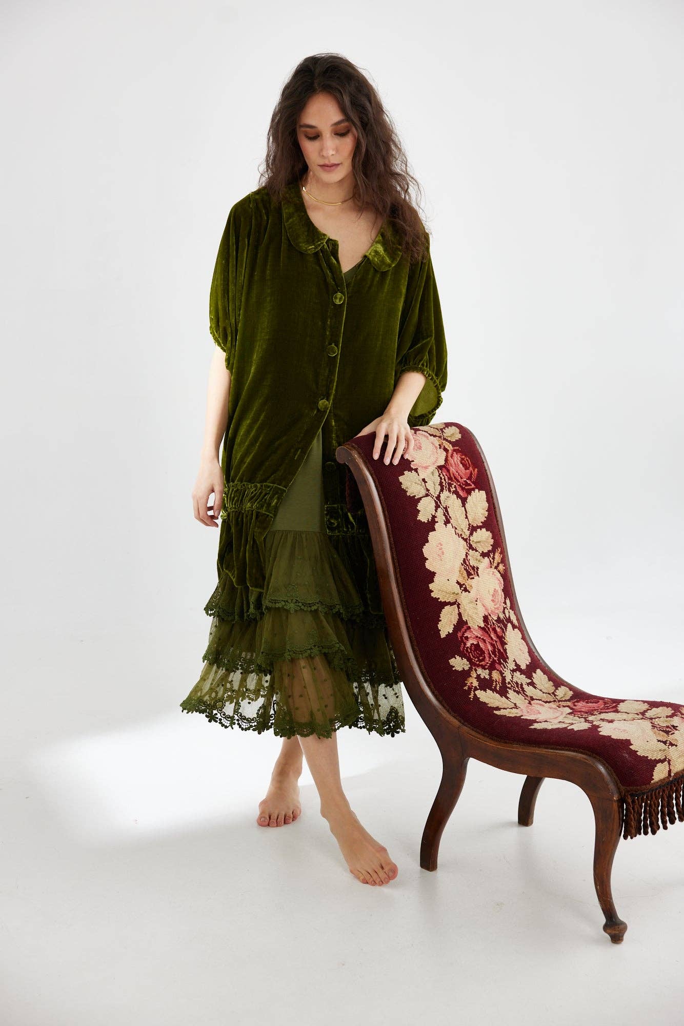 Evangeline slip dress. Moss