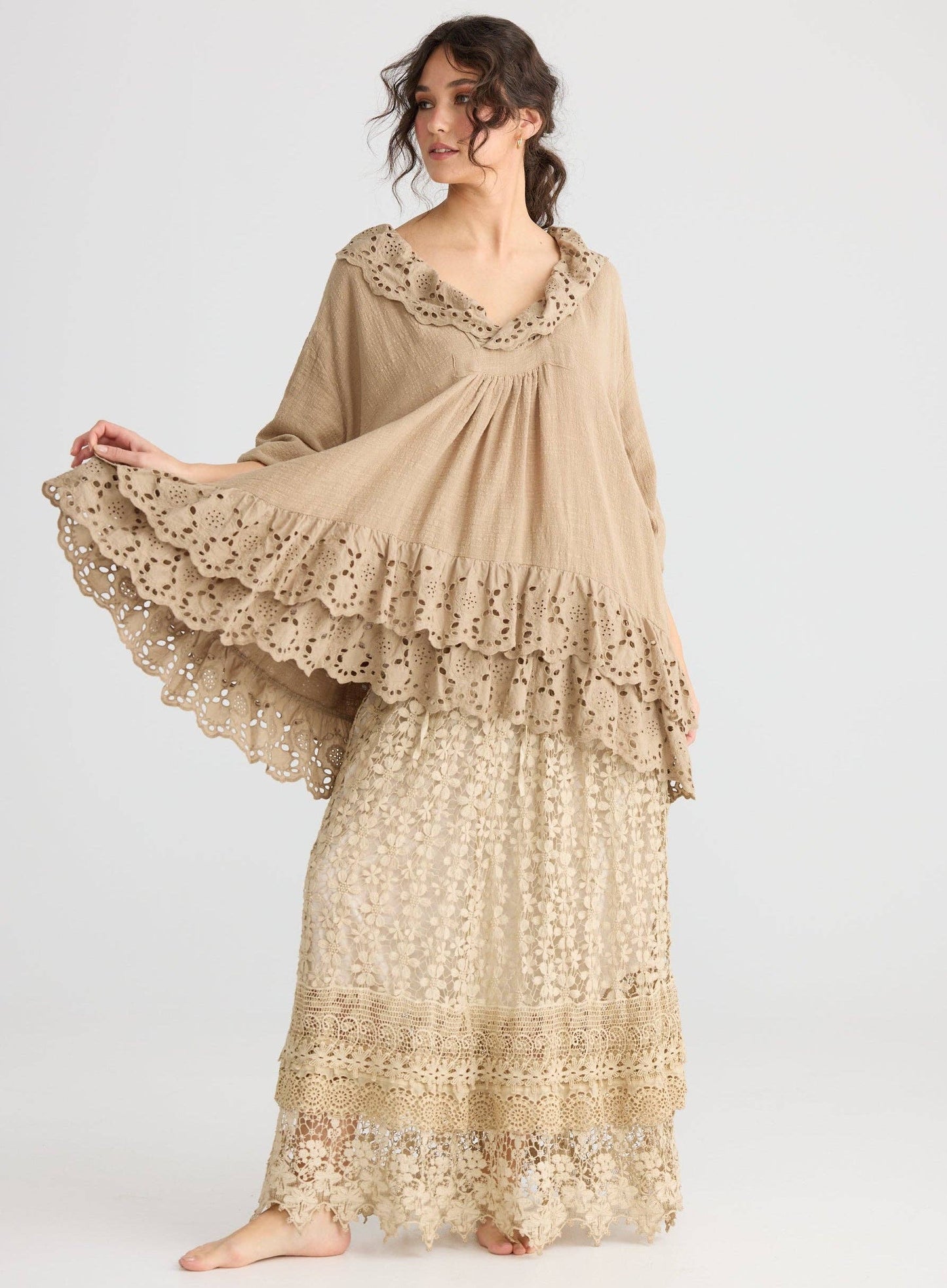 Miss Passionflower Maxi lace skirt. . Tea stain