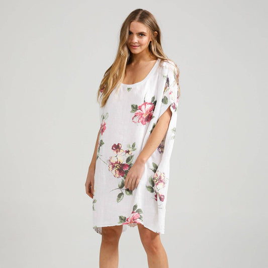 Rosabella linen dress. Icing Sugar Floral
