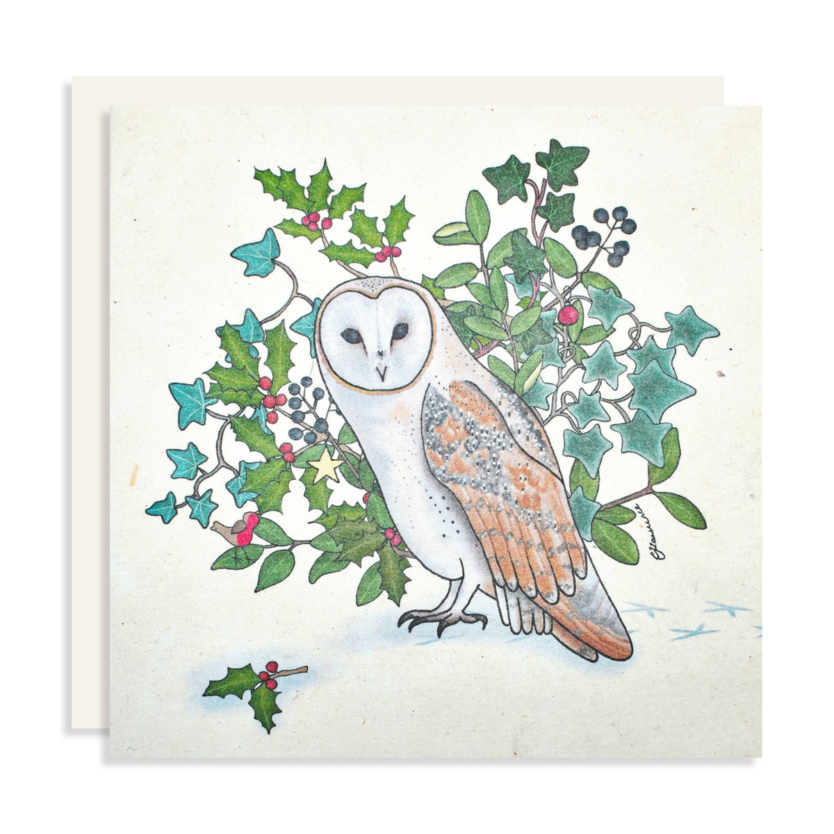Emma Lawrence Owl Christmas Card - Recycled Paper Fair Trade