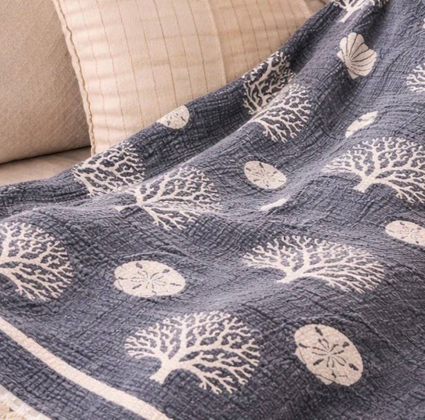 Coral  Muslin Throw Blanket – Reversible Turkish Cotton 