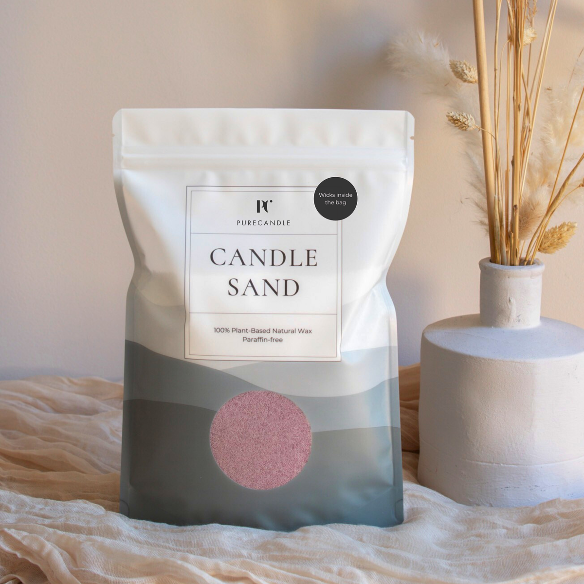 Purple Rose candle sand with wicks