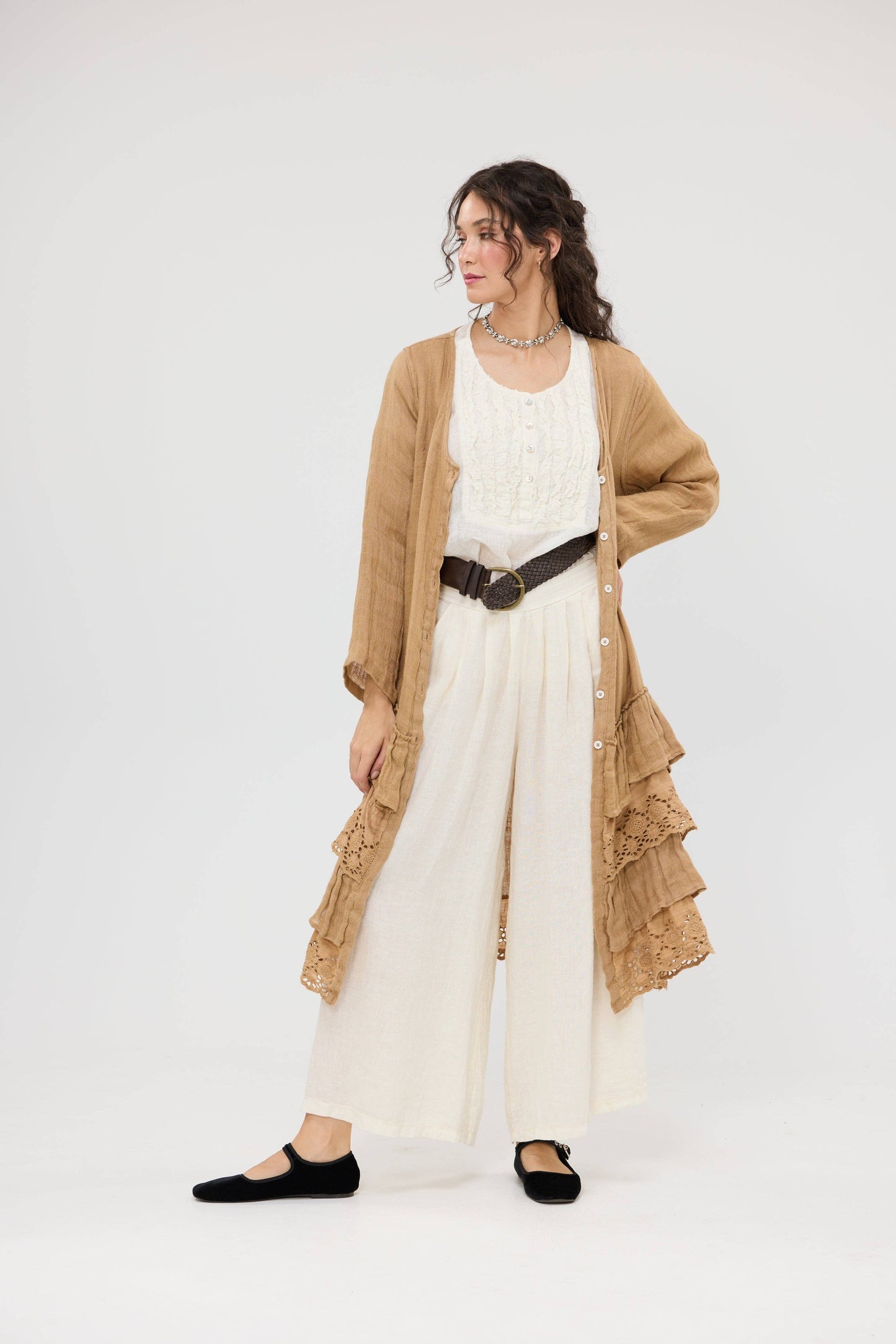 Florian Linen Gauze top.  Coconut