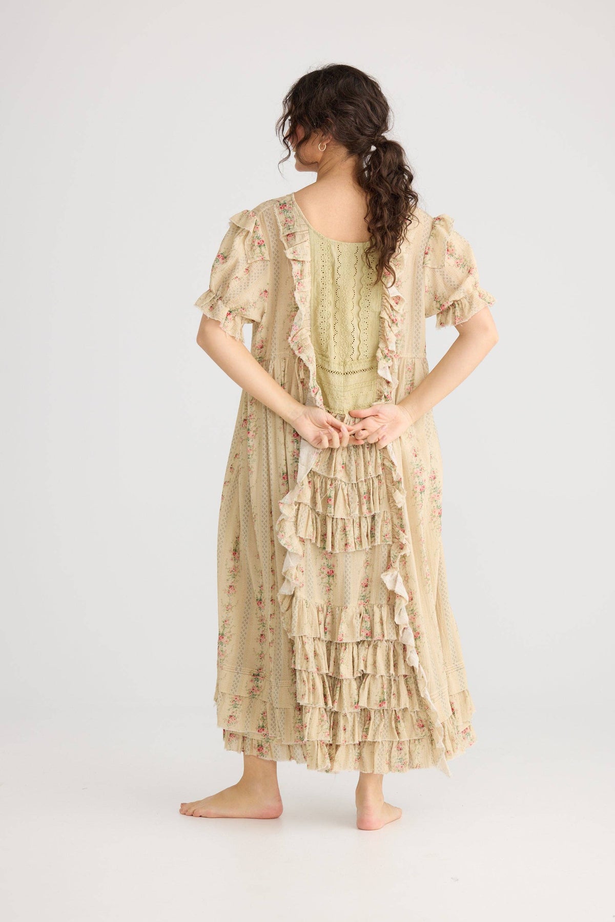 Emmeline Empire line ruffled vintage french floral dress,