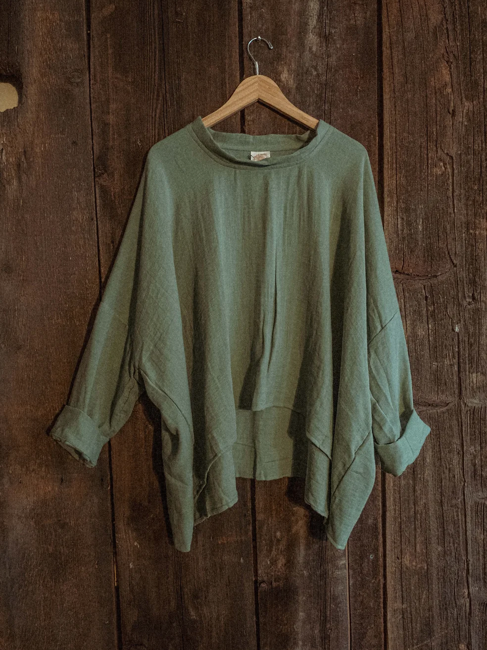 Organic Boho Unisex Pullover Flowy Shirt, Bamboo Long Sleeve