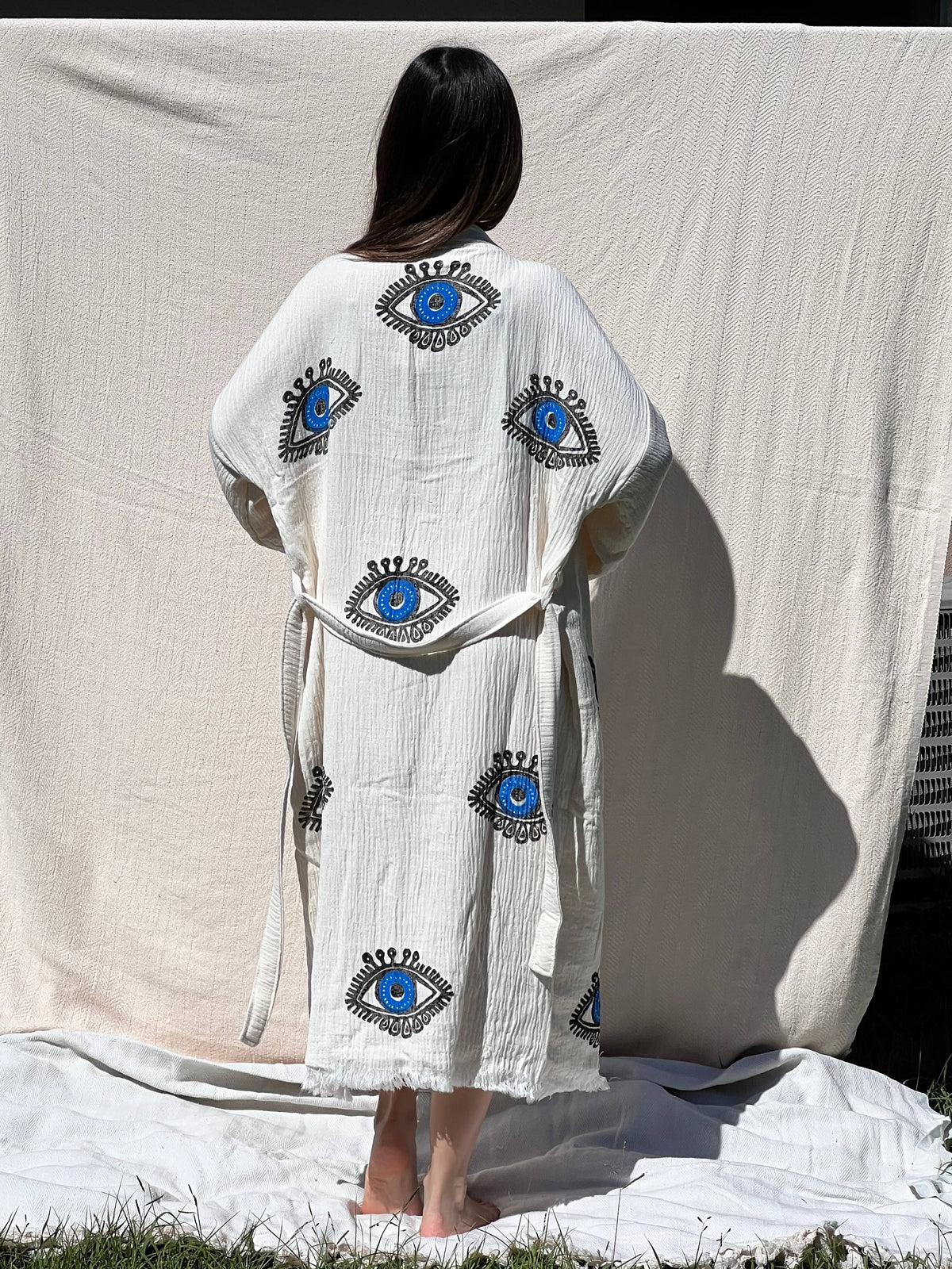 Awake Eye Kimono Robe, Dressing Gown