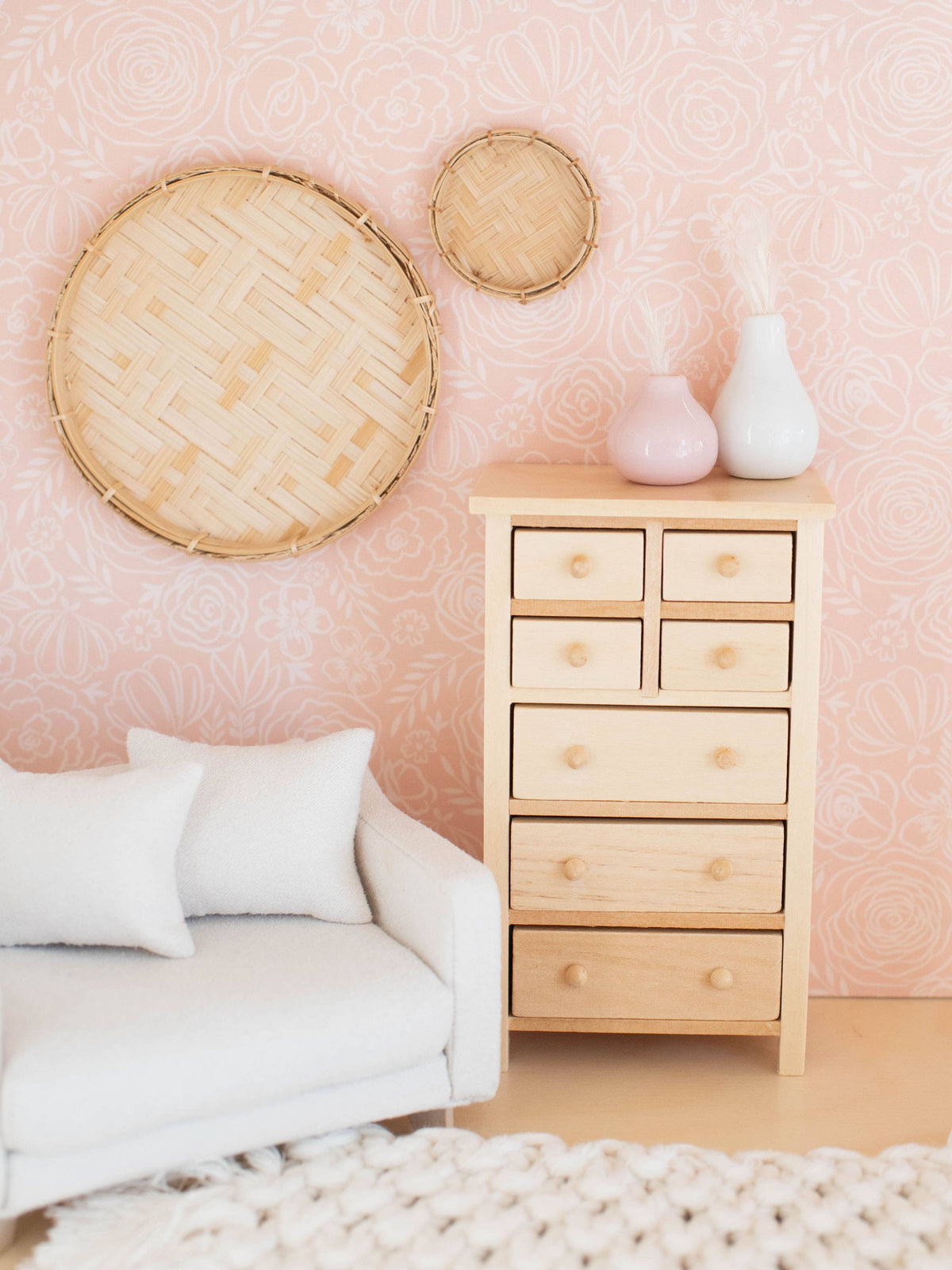Dollhouse Tall Dresser | Wood Knobs