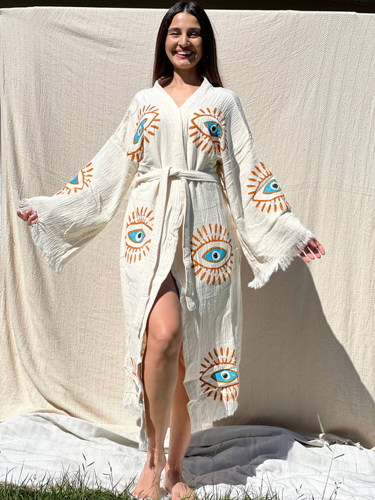 Mystic Eye  Kimono Robe, Lounge Wear, Beach Wear