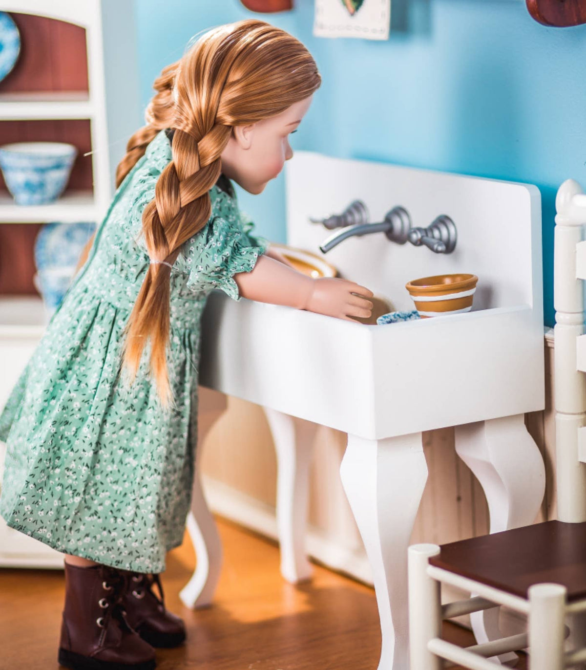18 In Doll Furniture, Farm Kitchen Sink Fits American Girl