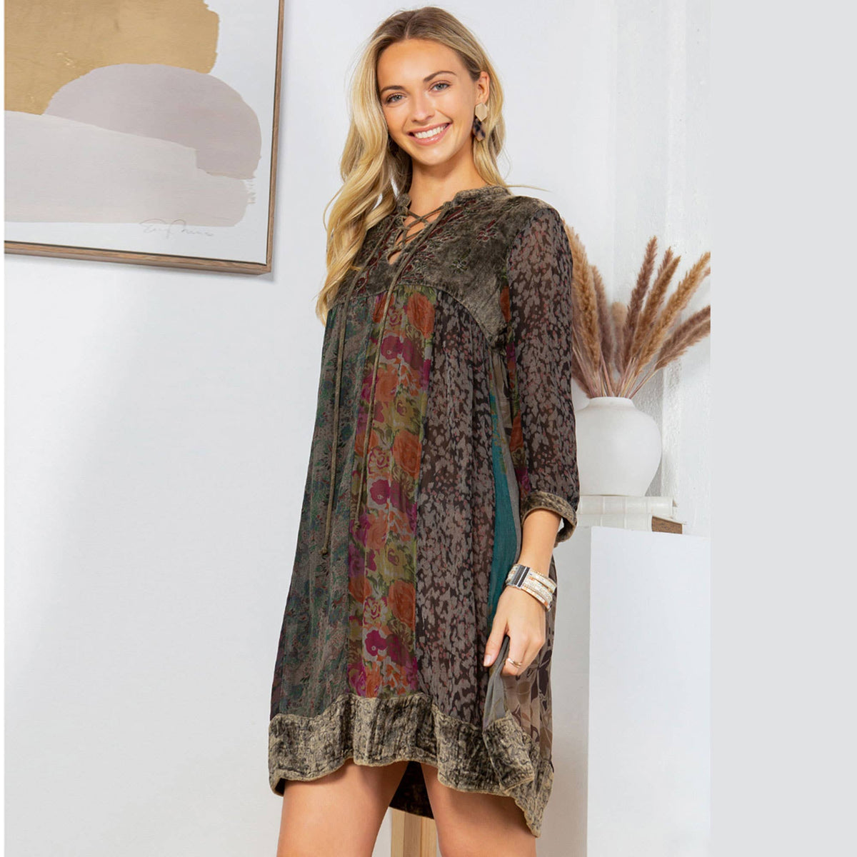 Chic Bohemian Stone-Washed Dress SIZE: XS TO 3X
