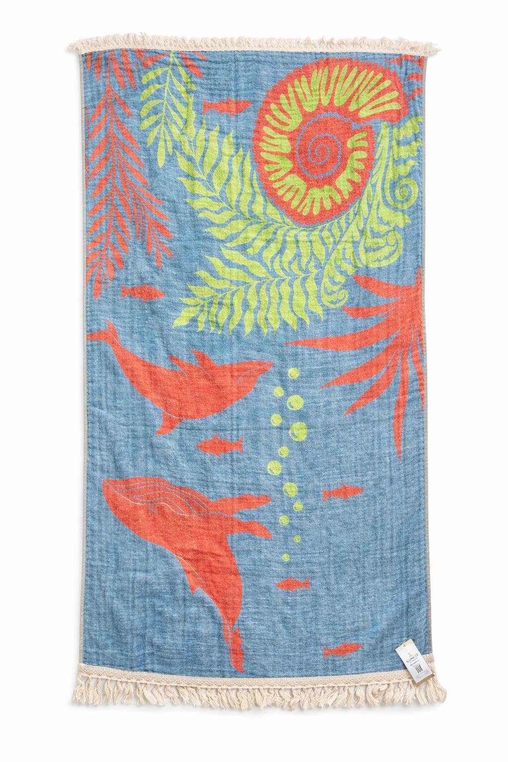 Dolphin and Whale Turkish Towel, Beach Towel