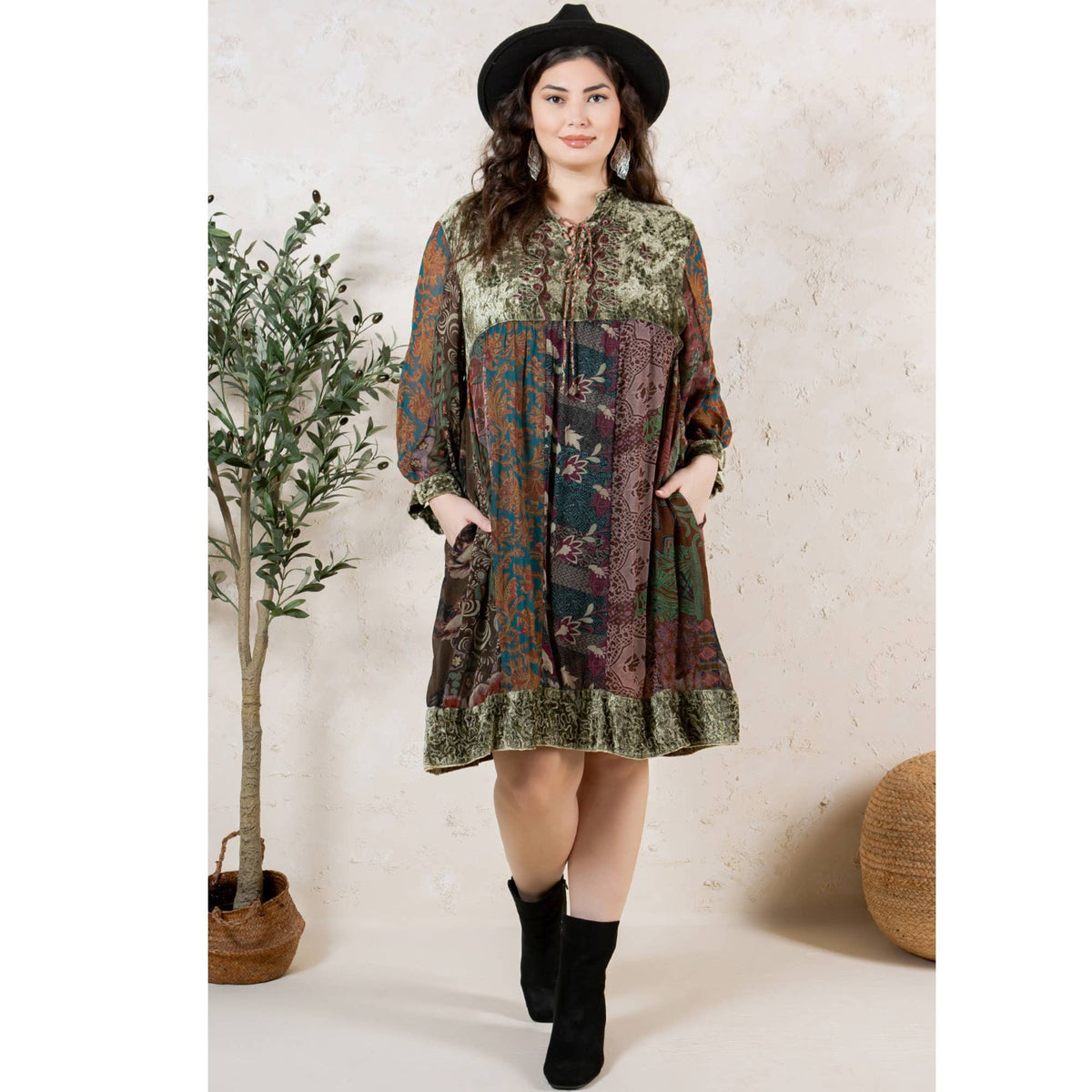 Chic Bohemian Stone-Washed Dress SIZE: XS TO 3X